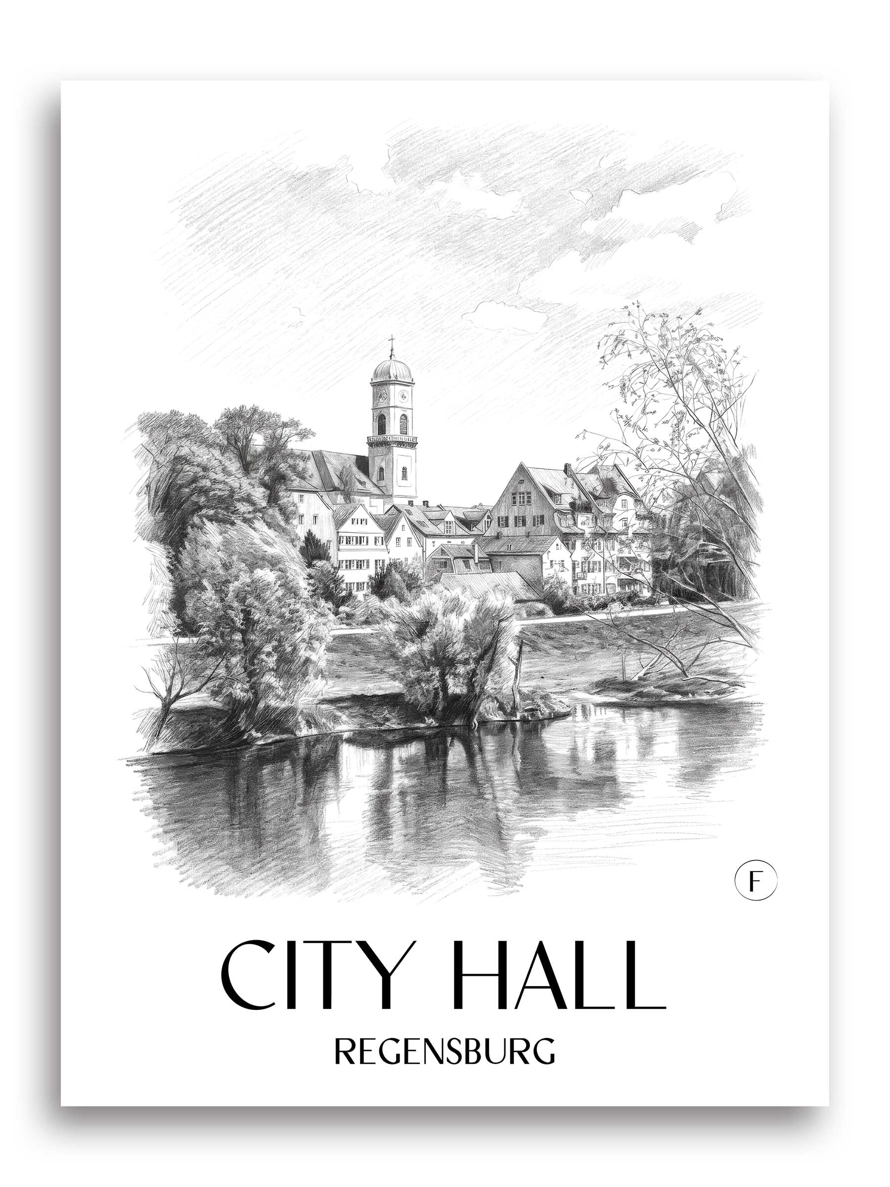 Stadtamthof Poster - Regensburg - Deutschland Kunstdruck - Zeichnung von A4 bis A1