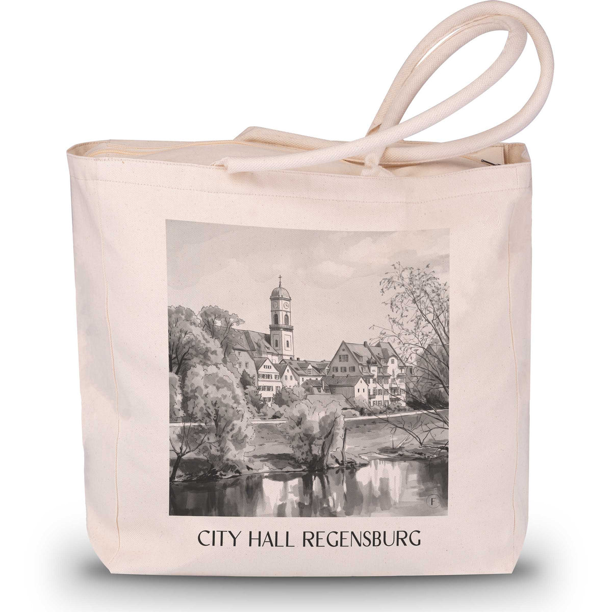 Stadtamthof Shopping Tasche - Regensburg - Deutschland Tote Bag - Einkaufstasche im Aquarell Schwarz-Weiß Stil - favplace