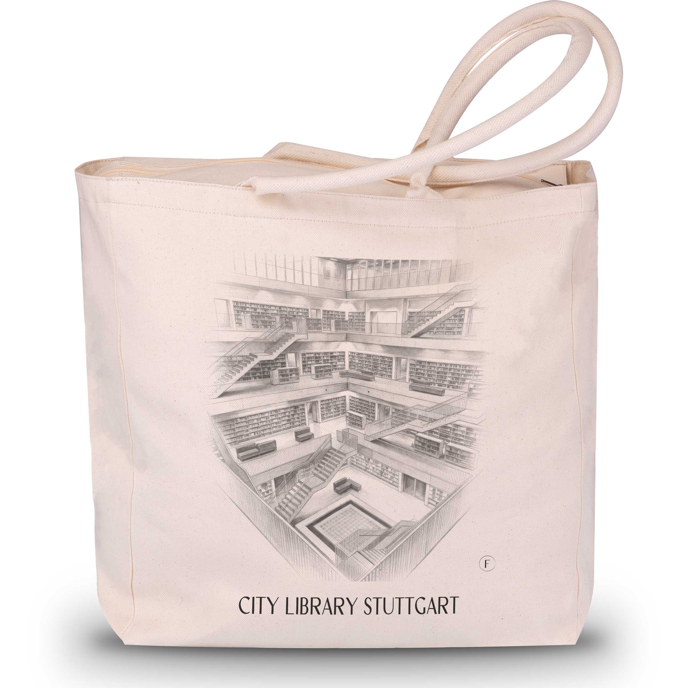 Stadtbibiothek Shopping Tasche - Stuttgart - Deutschland Tote Bag - Einkaufstasche im Zeichnung Stil