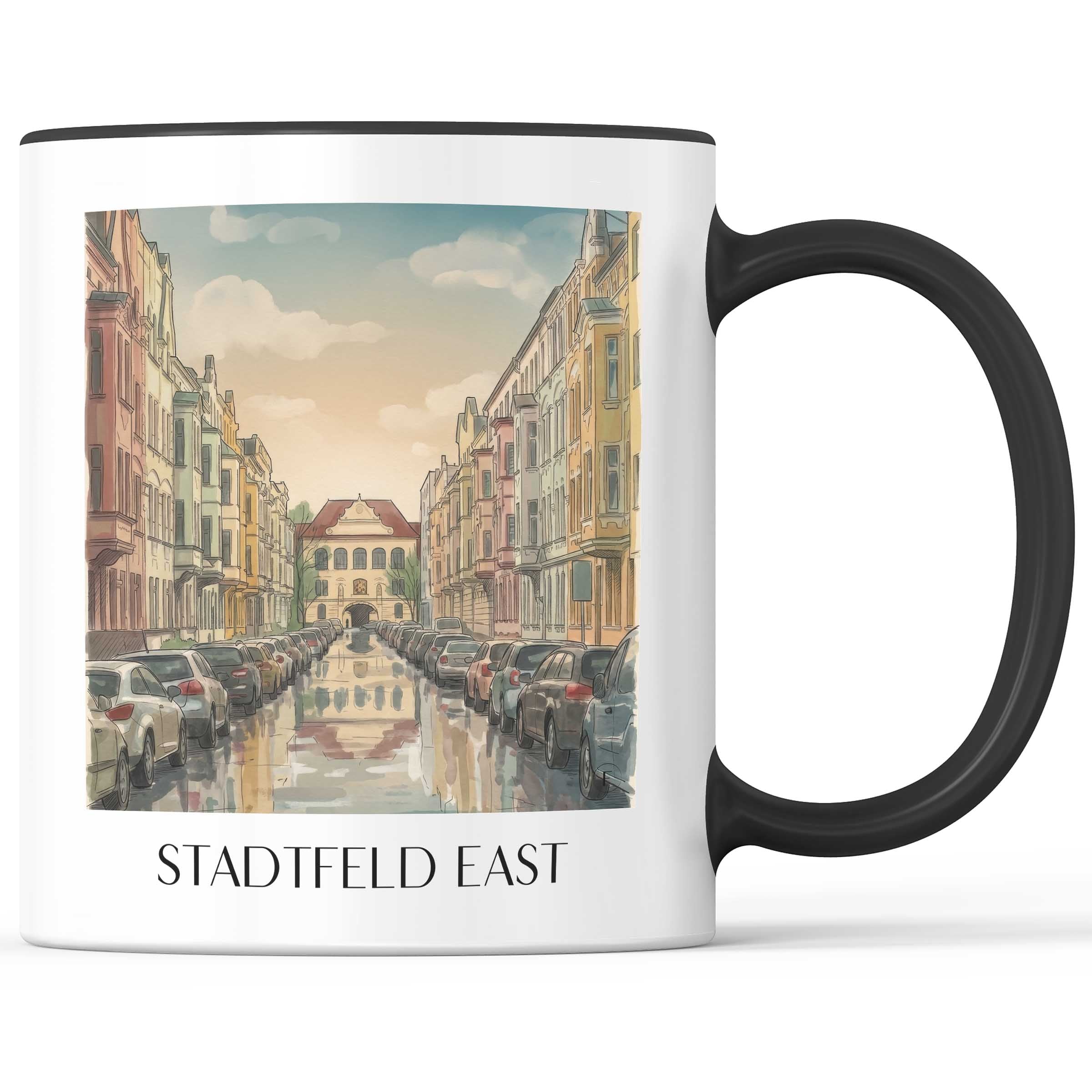 Stadtfeld Ost Kaffeebecher - Magdeburg - Deutschland Becher - Kaffeetasse im Aquarell Stil - favplace