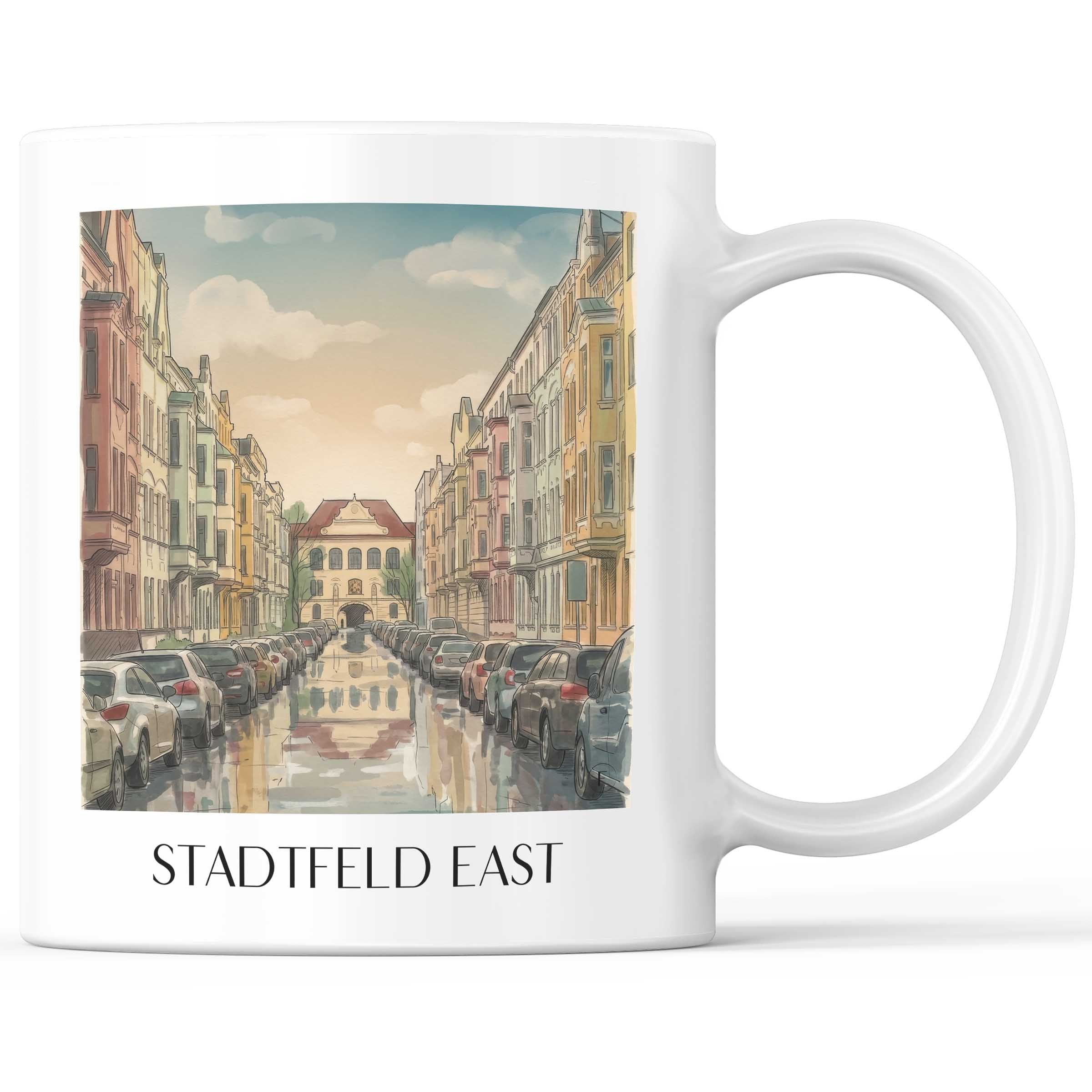 Stadtfeld Ost Kaffeebecher - Magdeburg - Deutschland Becher - Kaffeetasse im Aquarell Stil - favplace