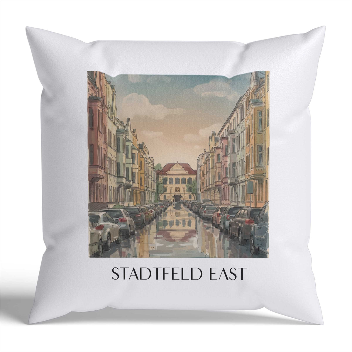 Stadtfeld Ost Kissenhülle - Zierkissen Bezug - Magdeburg - Deutschland Kissen bzw. Kissenbezug im Aquarell Stil - favplace
