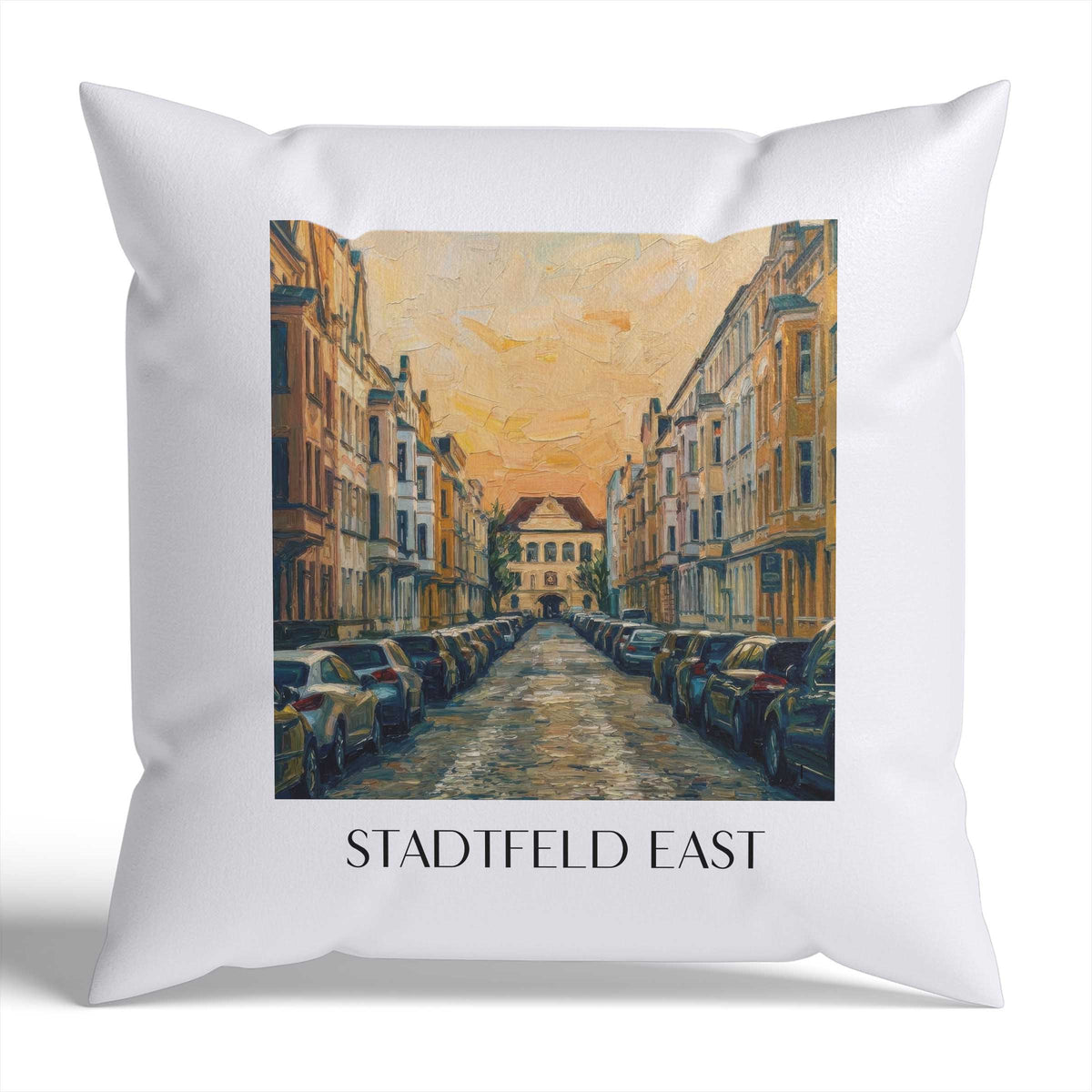 Stadtfeld Ost Kissenhülle - Zierkissen Bezug - Magdeburg - Deutschland Kissen bzw. Kissenbezug im Ölgemälde Stil - favplace