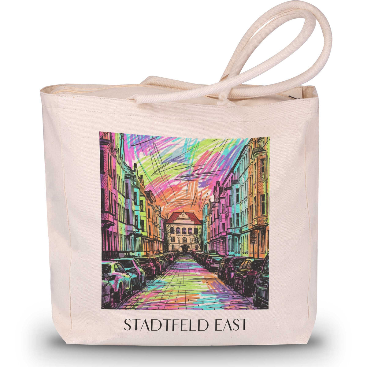 Stadtfeld Ost Shopping Tasche - Magdeburg - Deutschland Tote Bag - Einkaufstasche im Tag Graffiti Stil - favplace