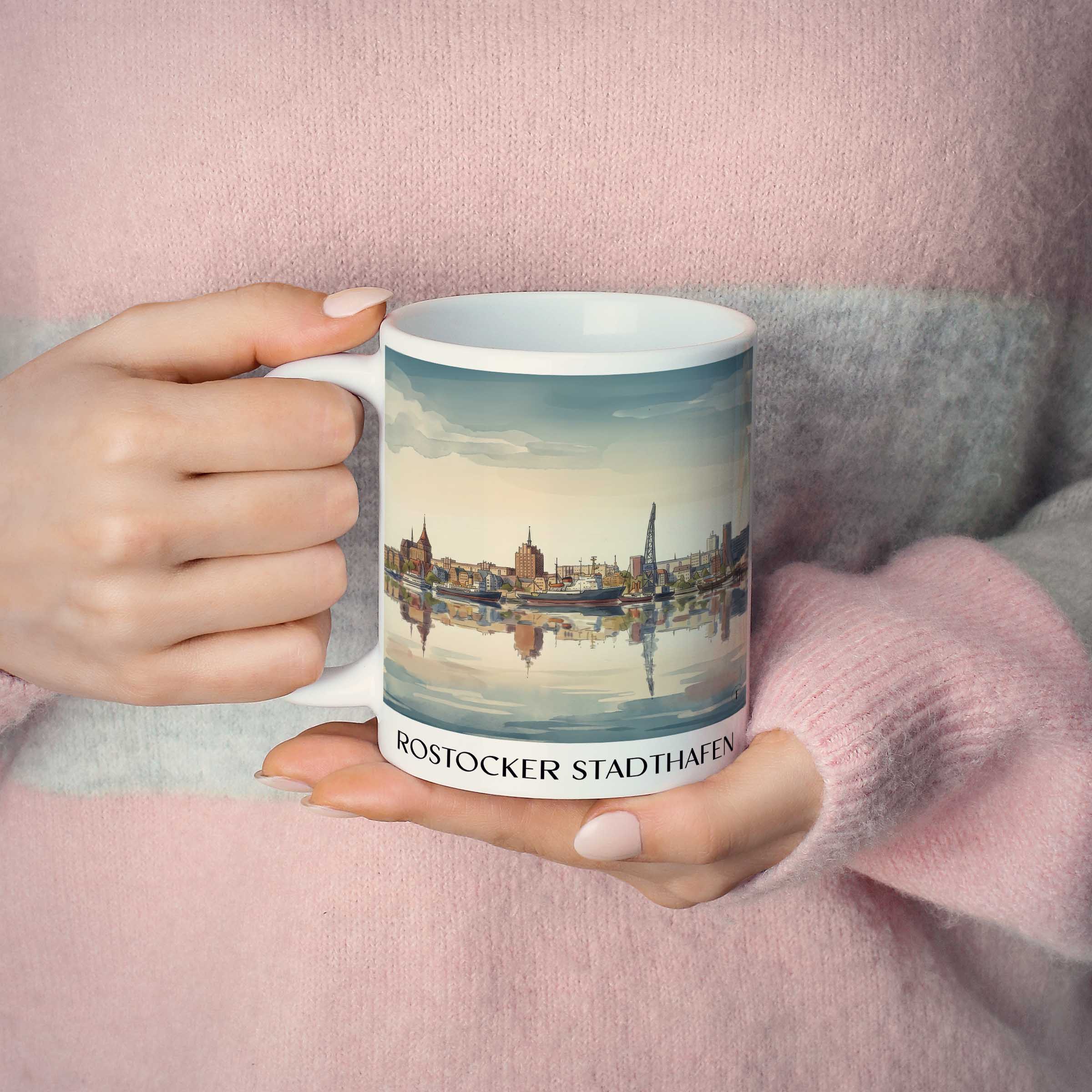 stadthafen-rostock-deutschland-kaffeebecher-aquarell