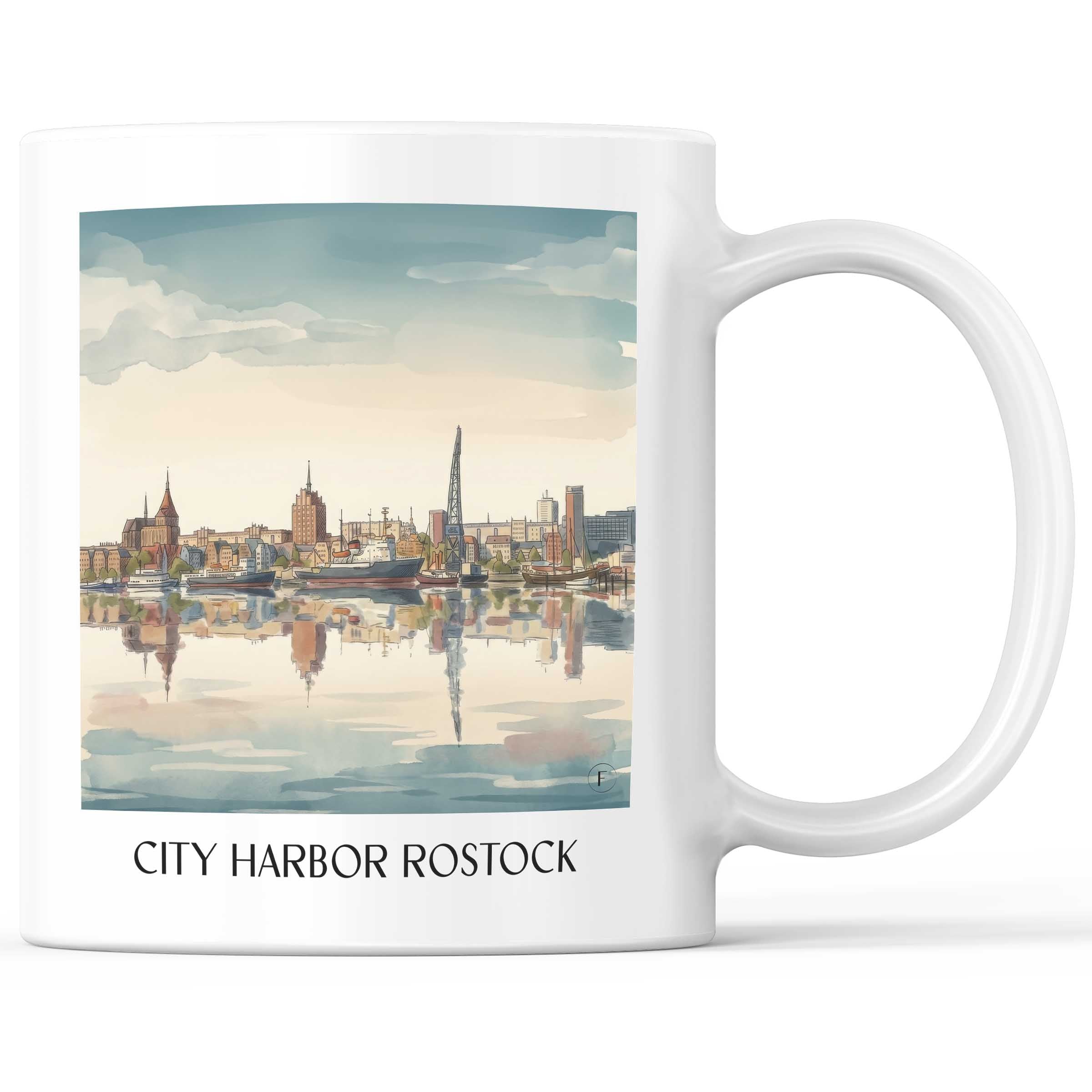 Stadthafen Kaffeebecher - Rostock - Deutschland Becher - Kaffeetasse im Aquarell Stil - favplace