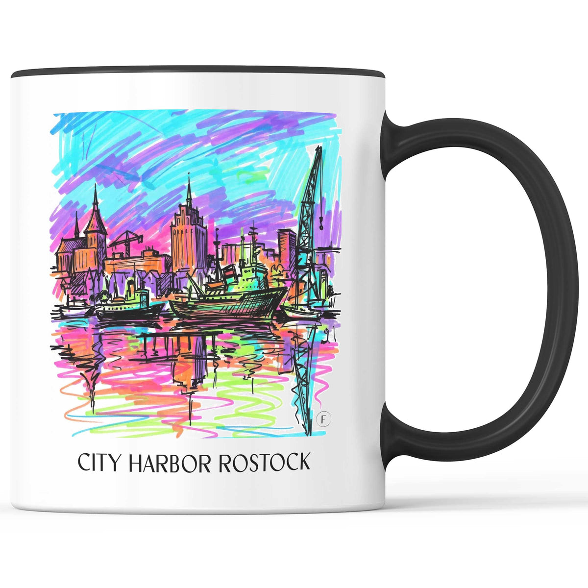 Stadthafen Kaffeebecher - Rostock - Deutschland Becher - Kaffeetasse im Tag Graffiti Stil - favplace