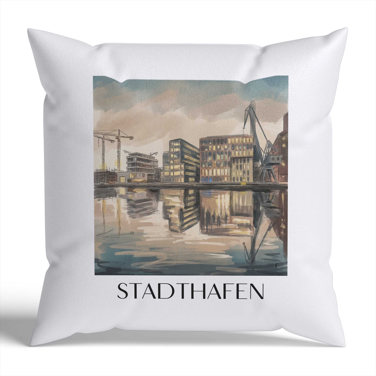 stadthafen-münster-deutschland-kissenbezug-aquarell