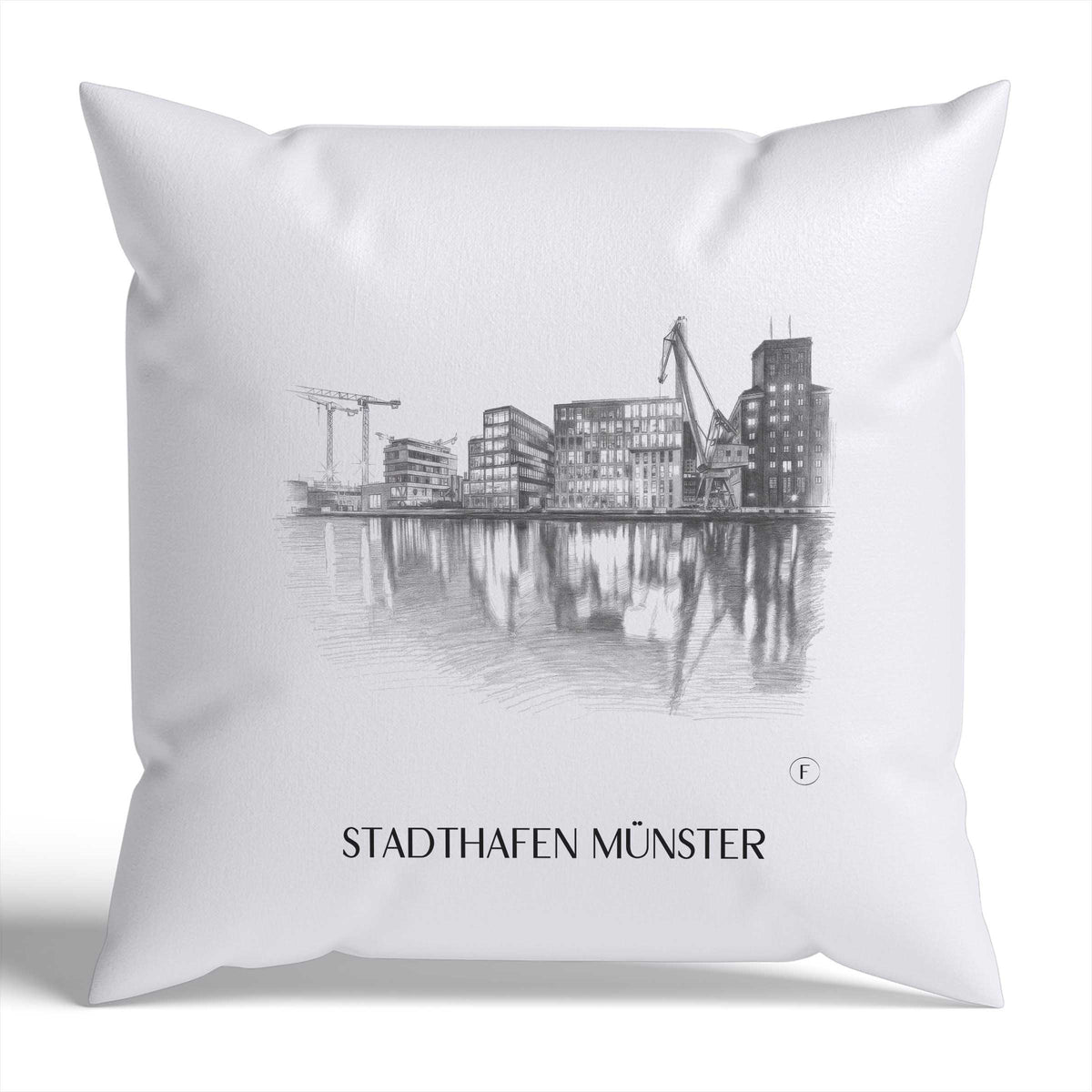 stadthafen-münster-deutschland-kissenbezug-bleistift-zeichnung-drawing