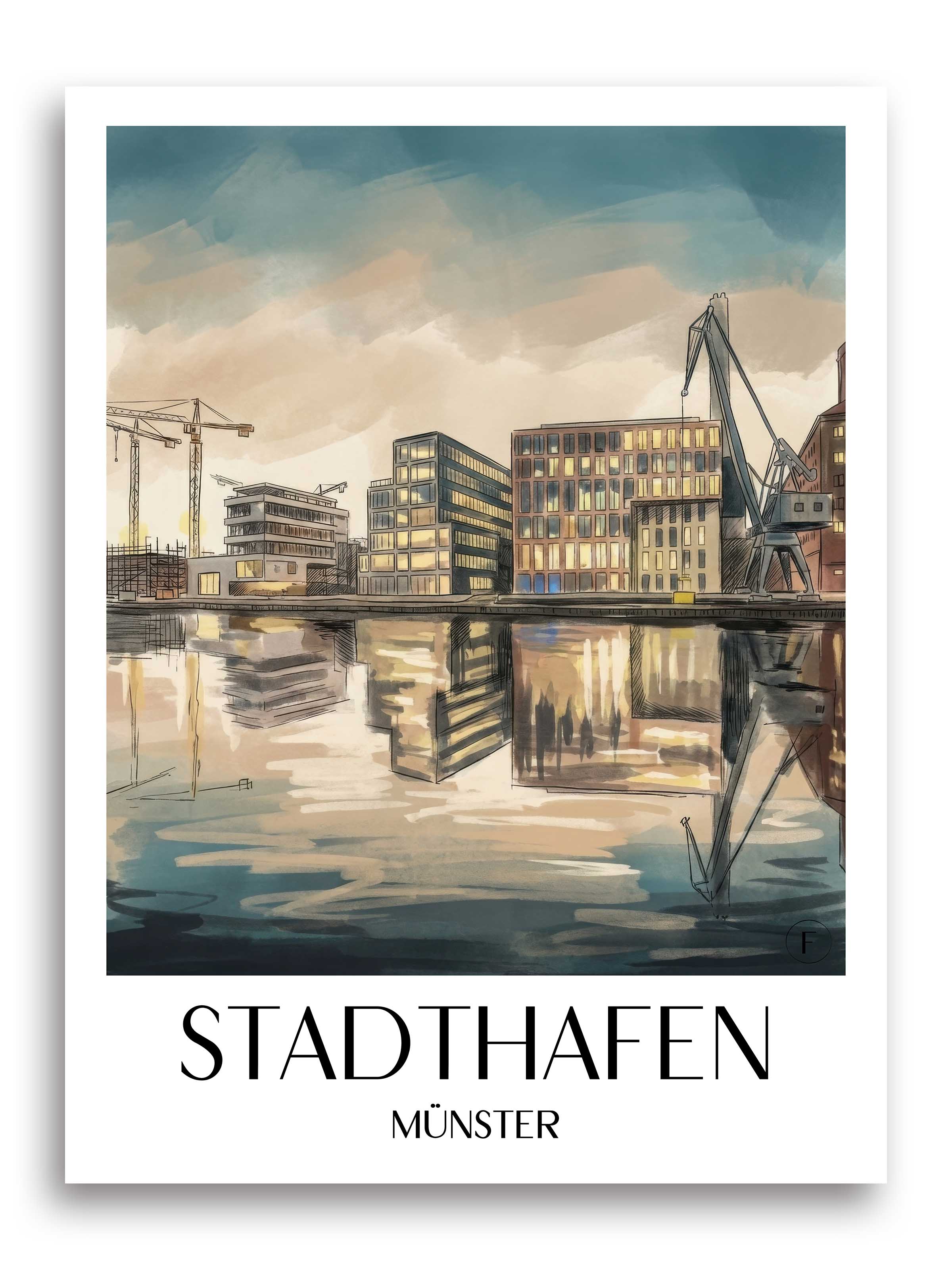 stadthafen-münster-deutschland-poster-aquarell