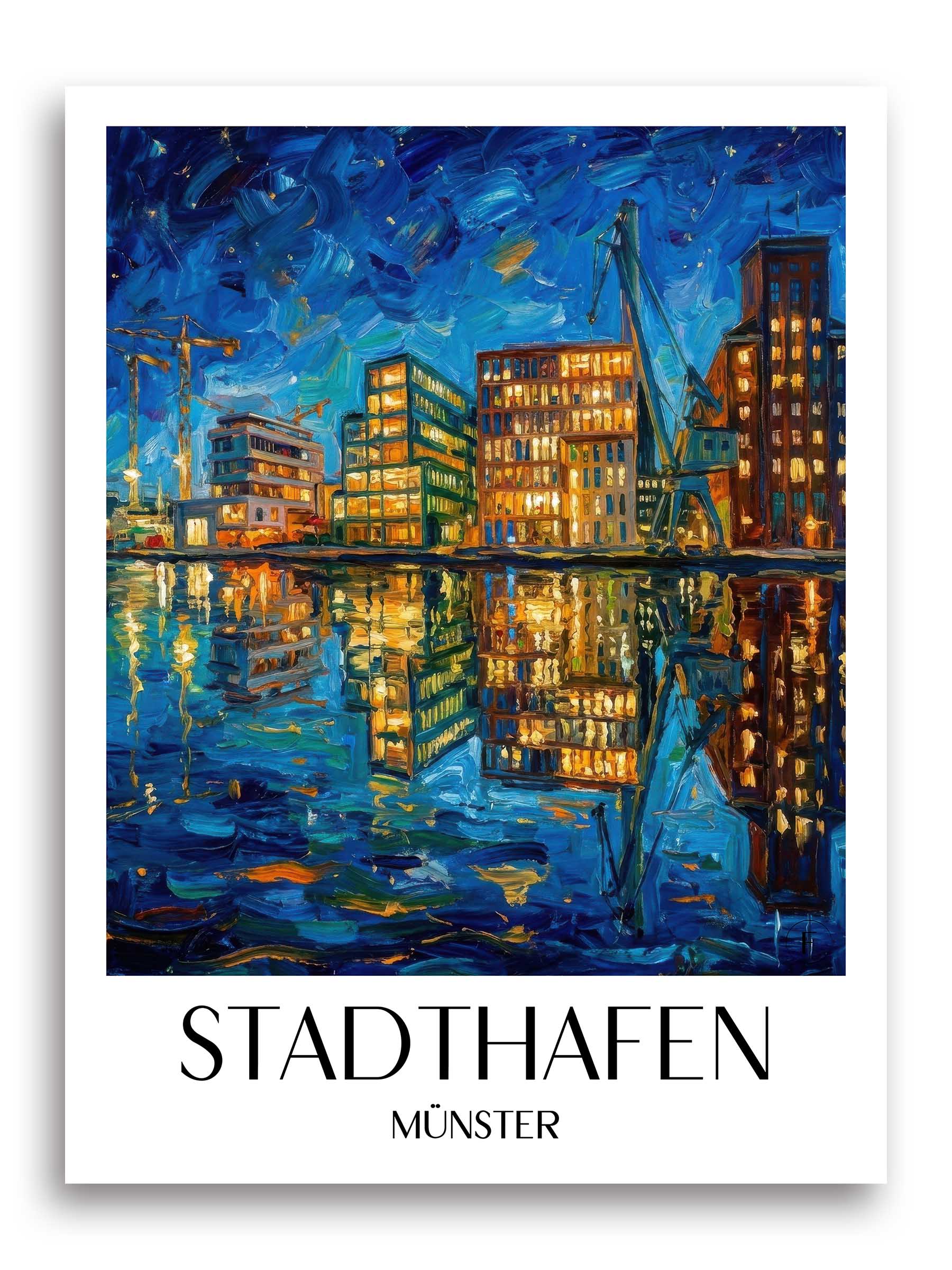 stadthafen-münster-deutschland-poster-oil-painting-oelgemaelde