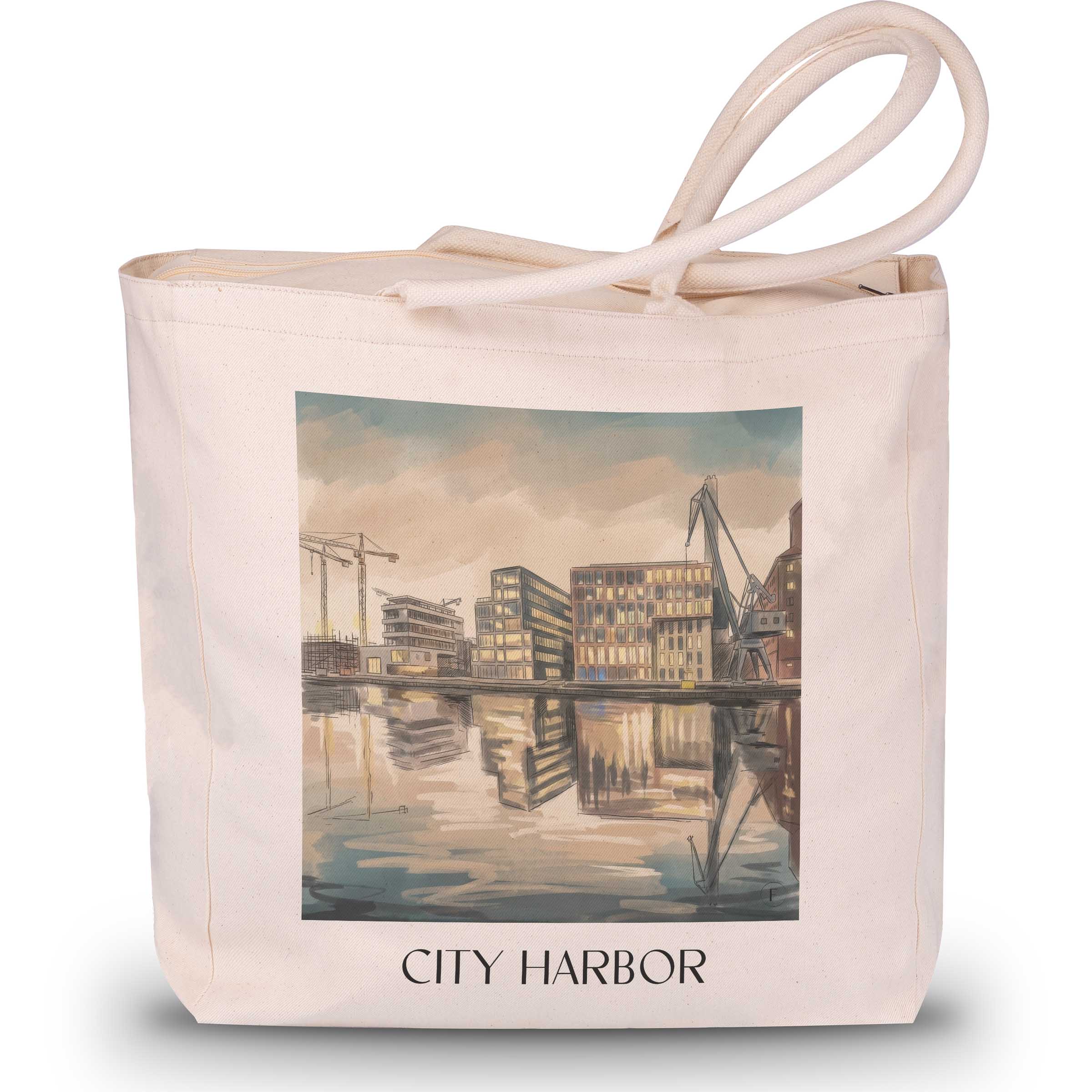 Stadthafen Shopping Tasche - Münster - Deutschland Tote Bag - Einkaufstasche im Aquarell Stil - favplace