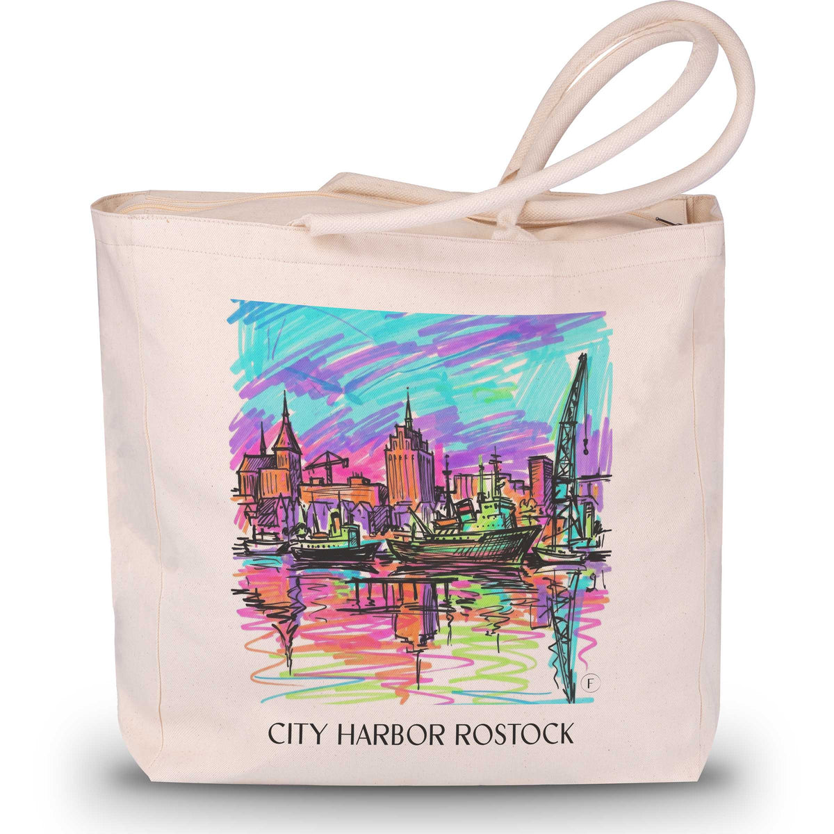 Stadthafen Shopping Tasche - Rostock - Deutschland Tote Bag - Einkaufstasche im Tag Graffiti Stil - favplace