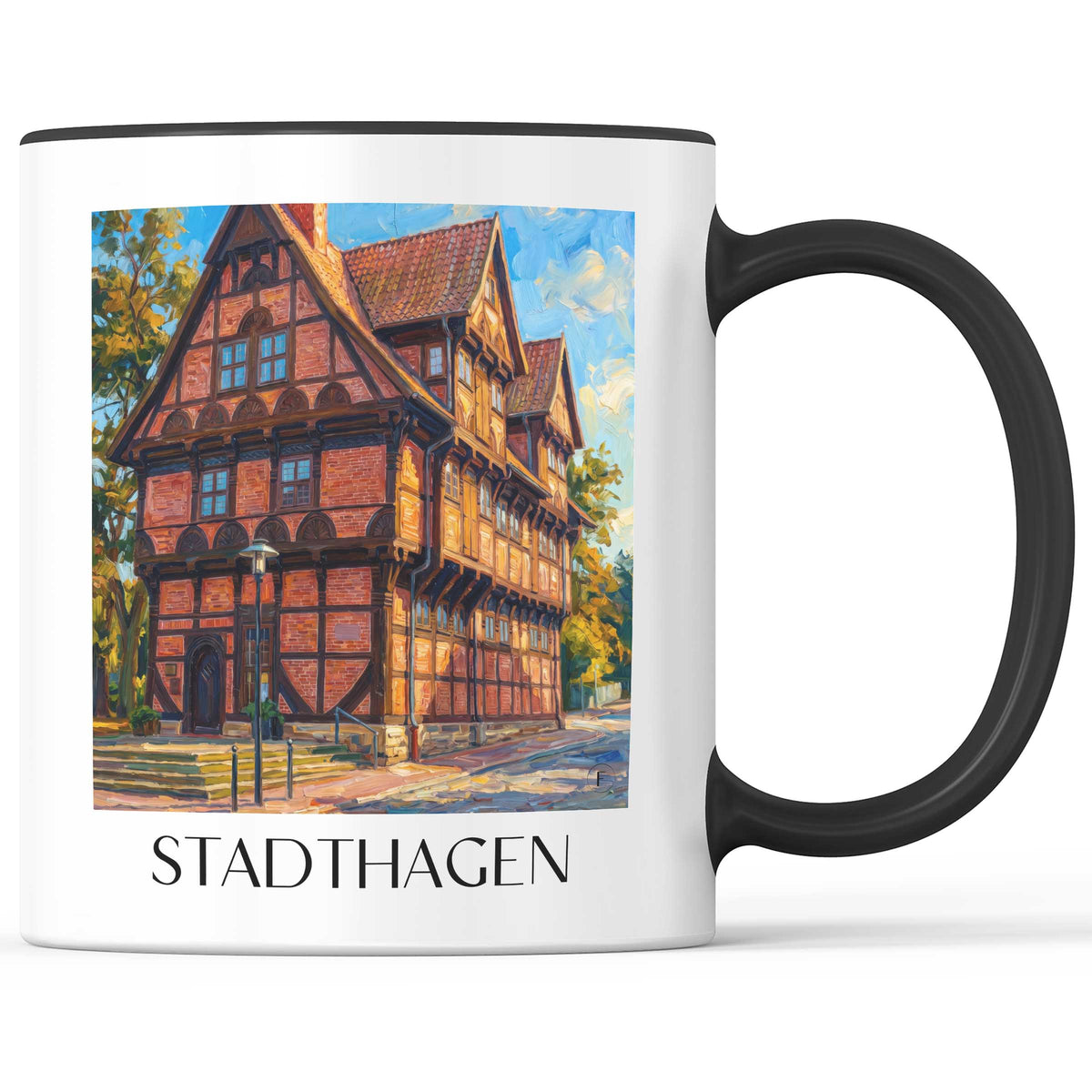 Stadthagen Kaffeebecher - Niedersachsen - Deutschland Becher - Kaffeetasse im Ölgemälde Stil