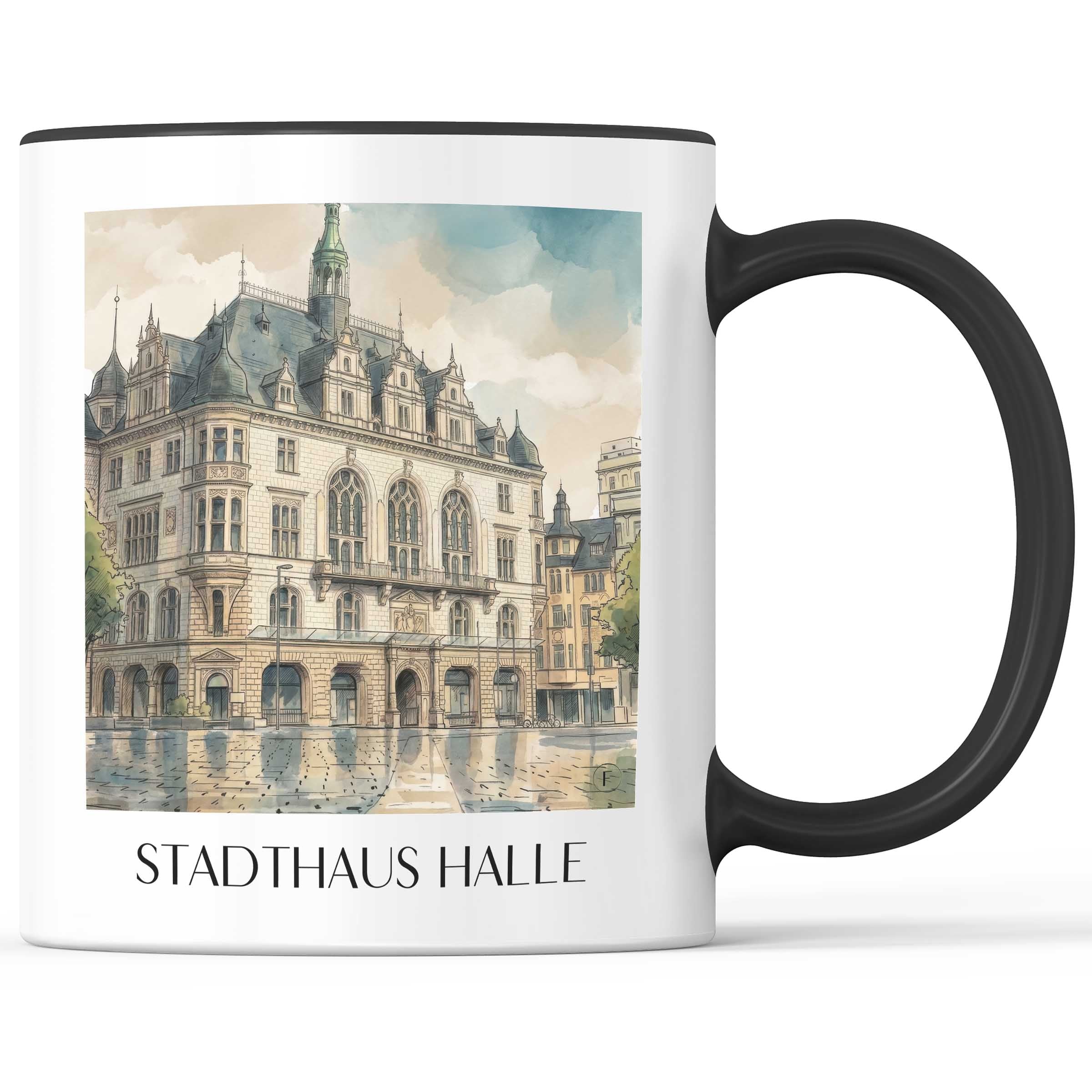 stadthaus-halle-deutschland-kaffeebecher-aquarell