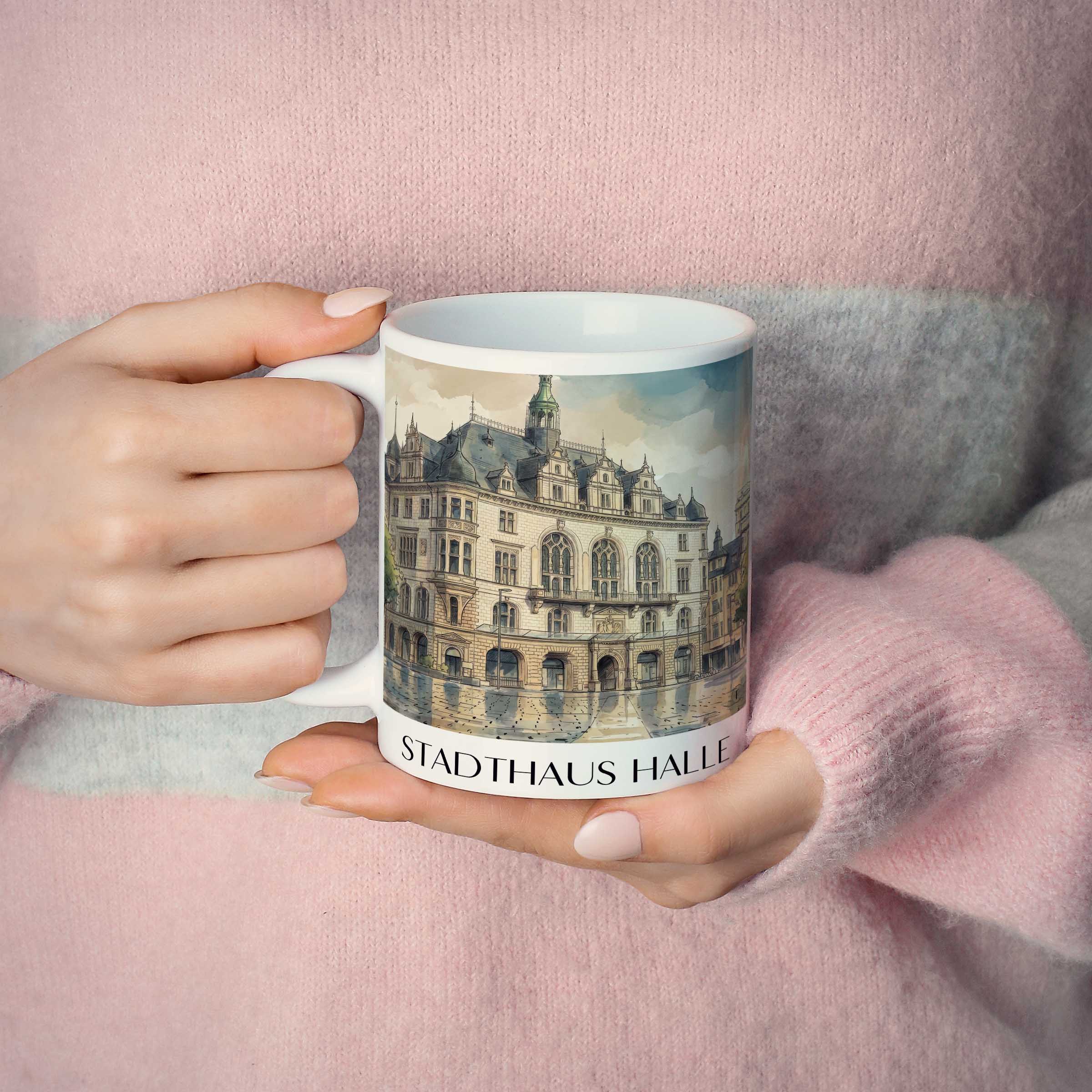 stadthaus-halle-deutschland-kaffeebecher-aquarell
