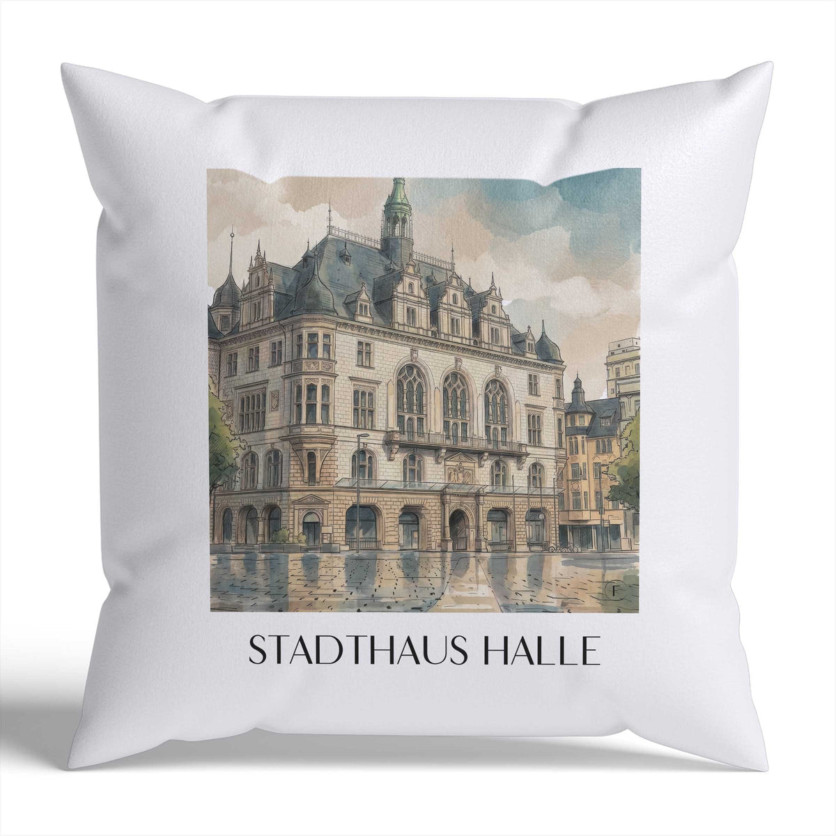 stadthaus-halle-deutschland-kissenbezug-aquarell