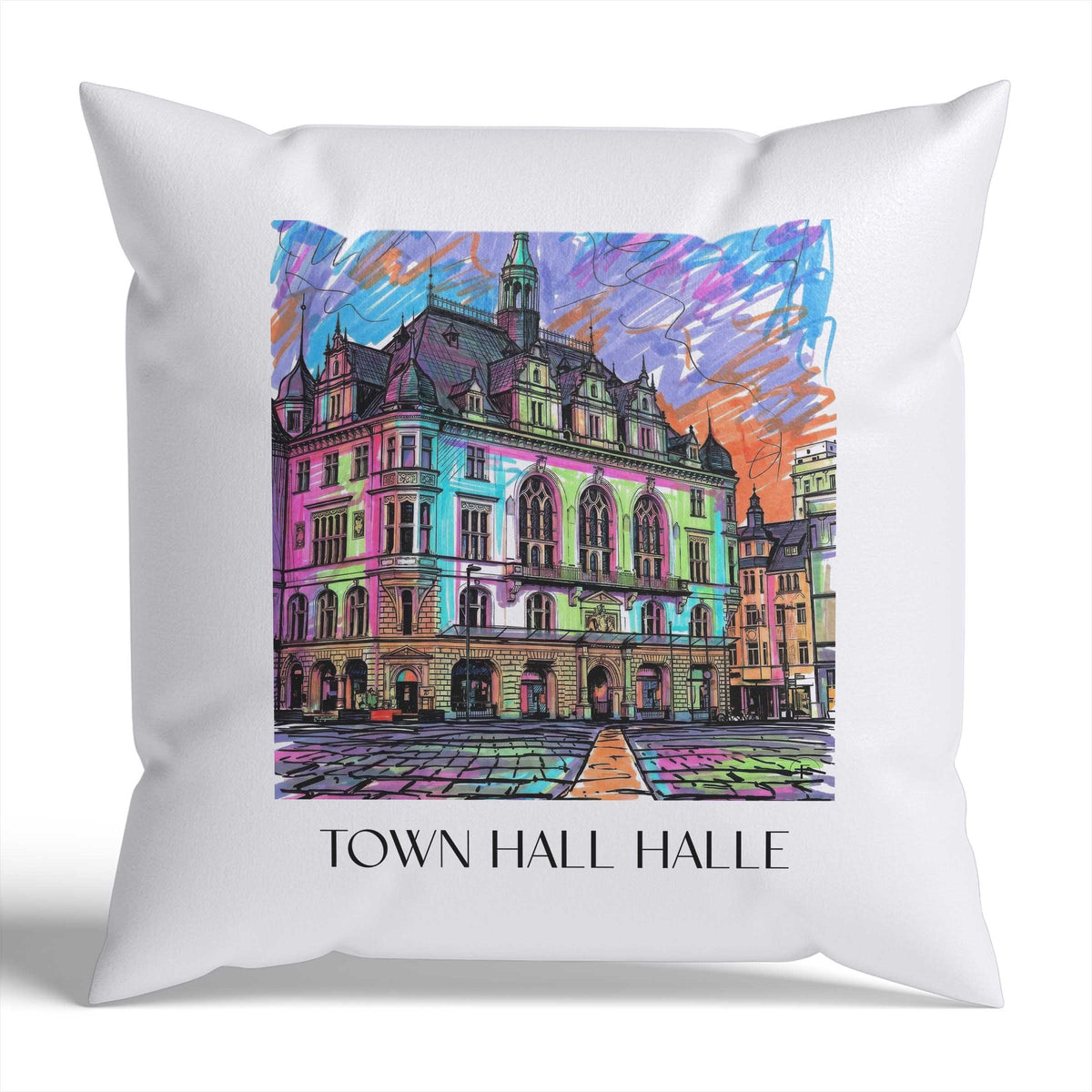 Stadthaus Kissenhülle - Zierkissen Bezug - Halle - Deutschland Kissen bzw. Kissenbezug im Tag Graffiti Stil - favplace