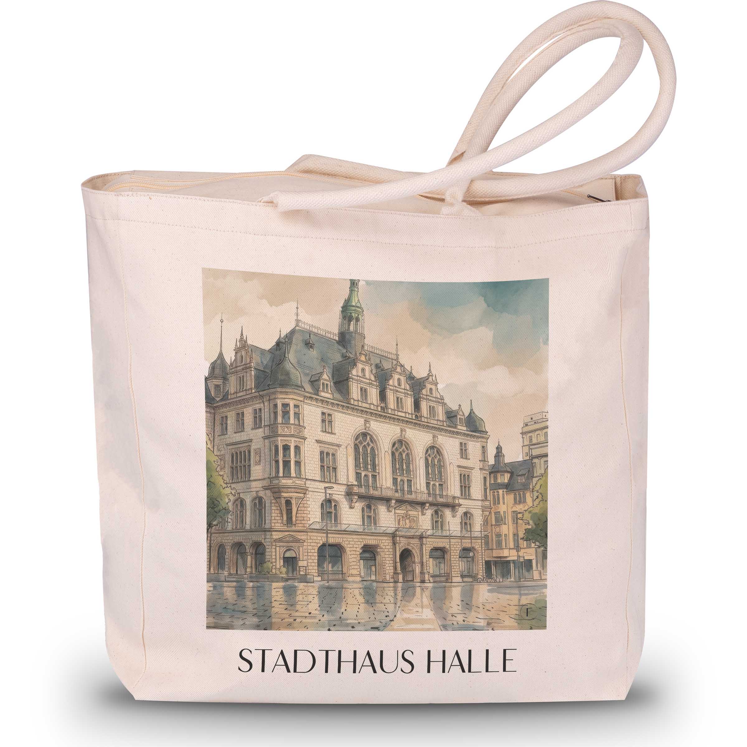 stadthaus-halle-deutschland-einkaufstasche-aquarell