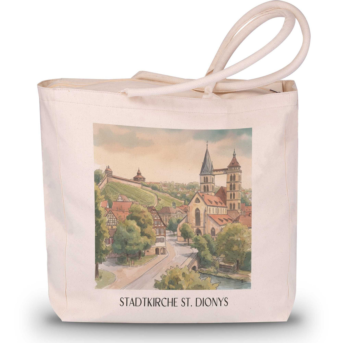 stadtkirche-st.-dionys-esslingen-am-neckar-deutschland-einkaufstasche-aquarell