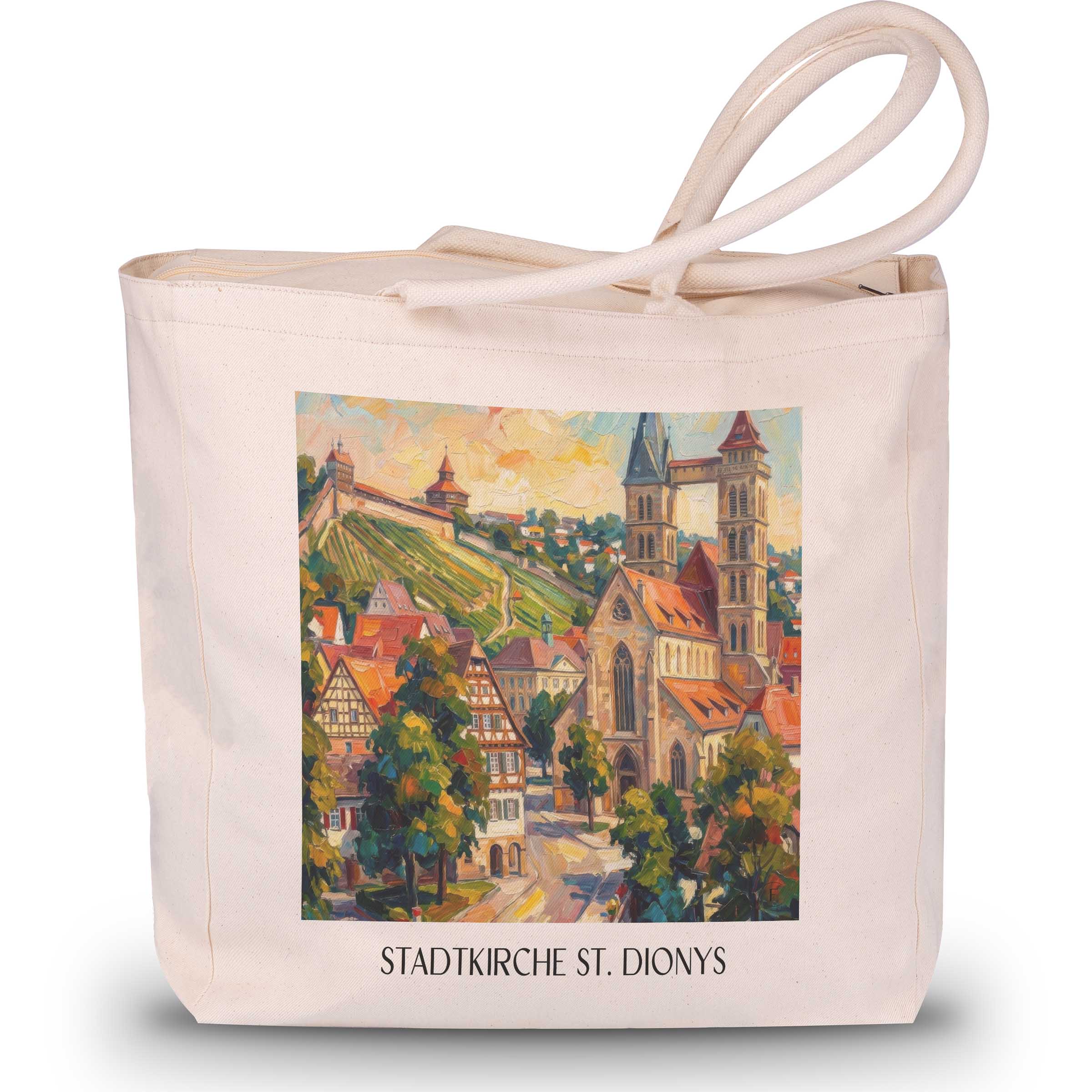stadtkirche-st.-dionys-esslingen-am-neckar-deutschland-einkaufstasche-oil-painting-oelgemaelde