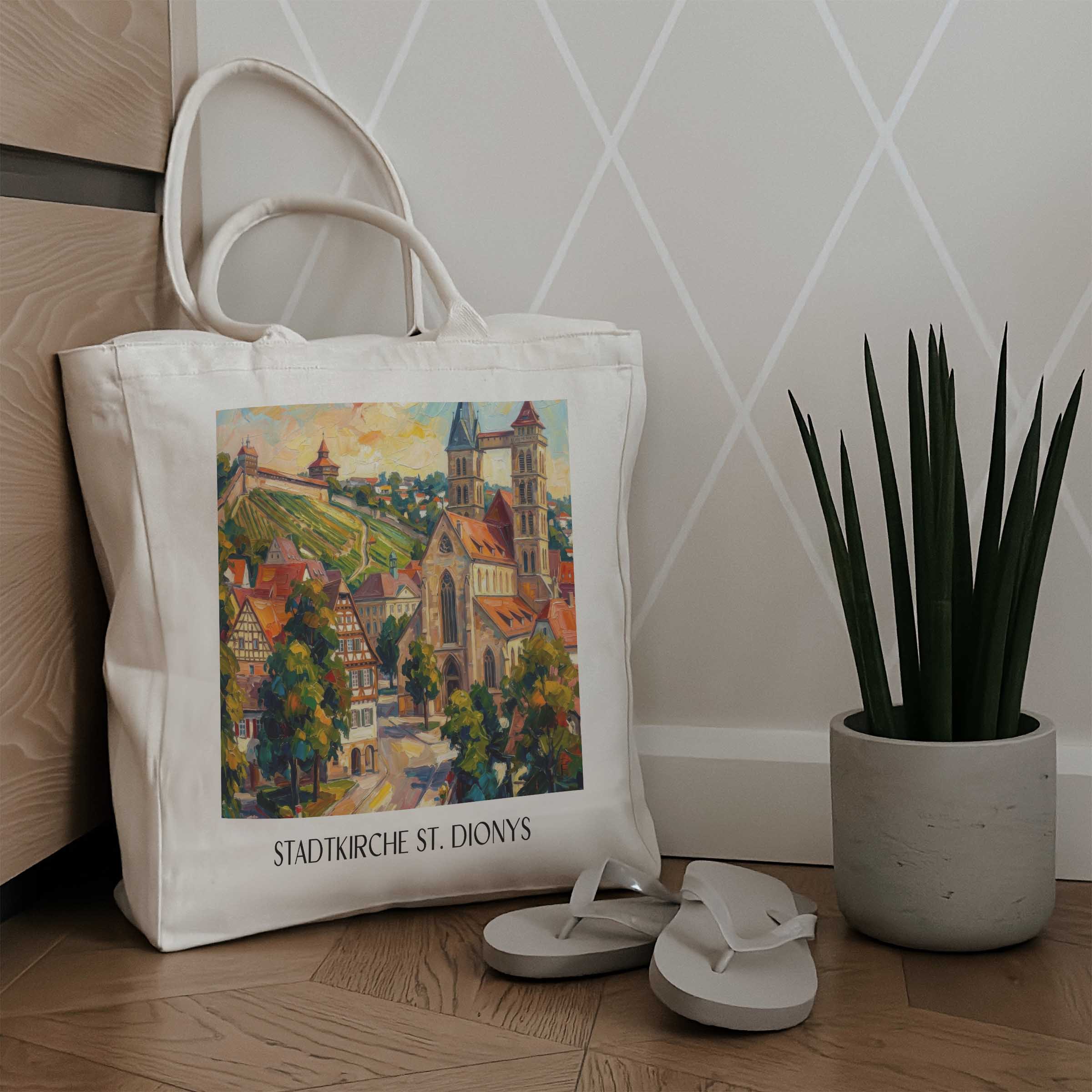 stadtkirche-st.-dionys-esslingen-am-neckar-deutschland-einkaufstasche-oil-painting-oelgemaelde