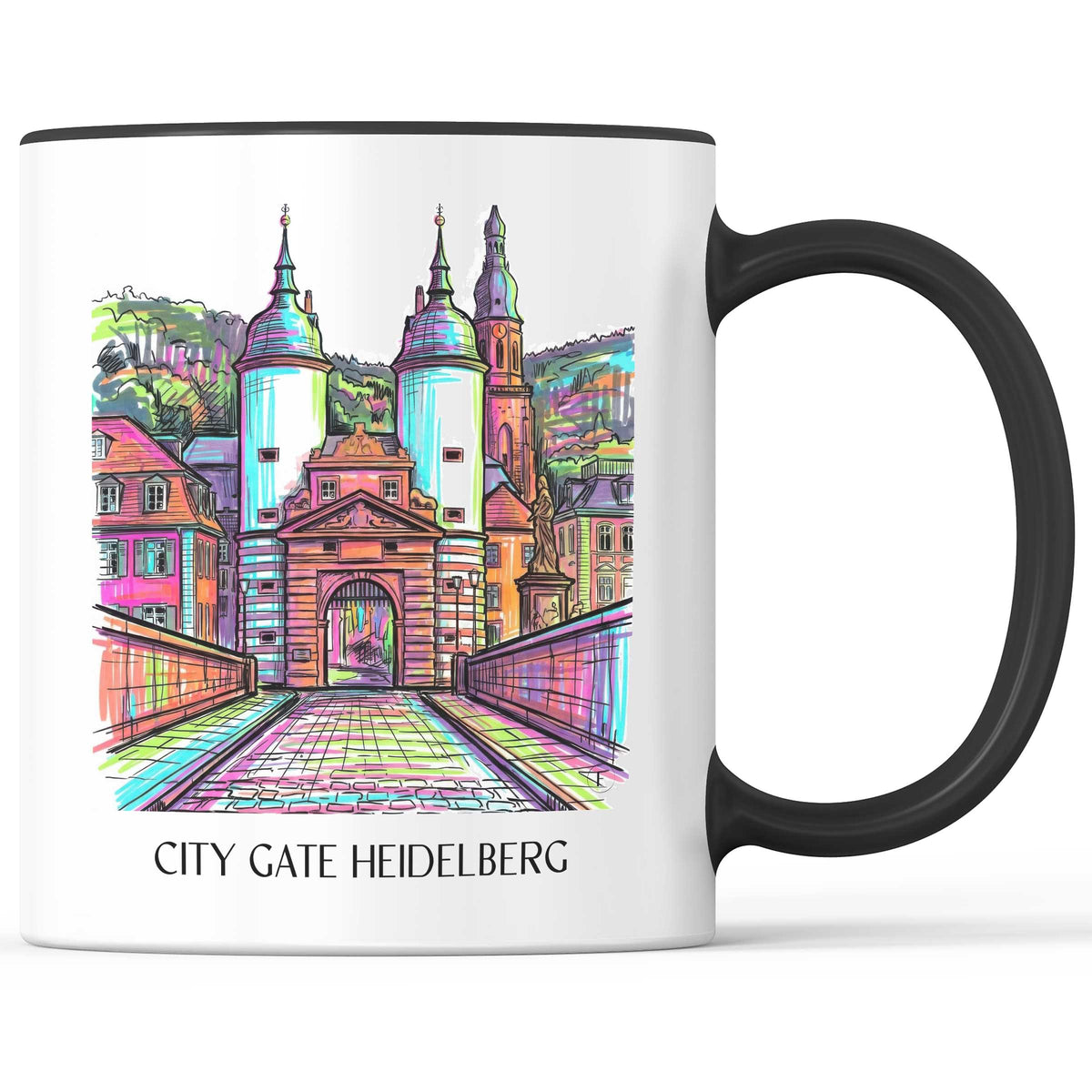 Stadttor Kaffeebecher - Heidelberg - Deutschland Becher - Kaffeetasse im Tag Graffiti Stil - favplace
