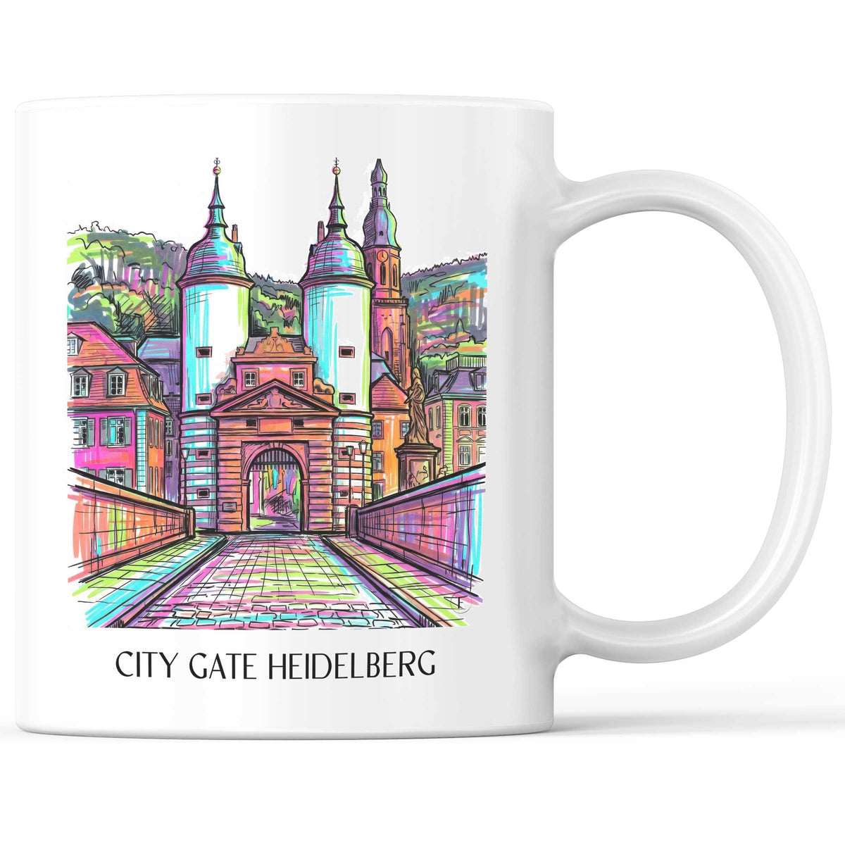 Stadttor Kaffeebecher - Heidelberg - Deutschland Becher - Kaffeetasse im Tag Graffiti Stil - favplace
