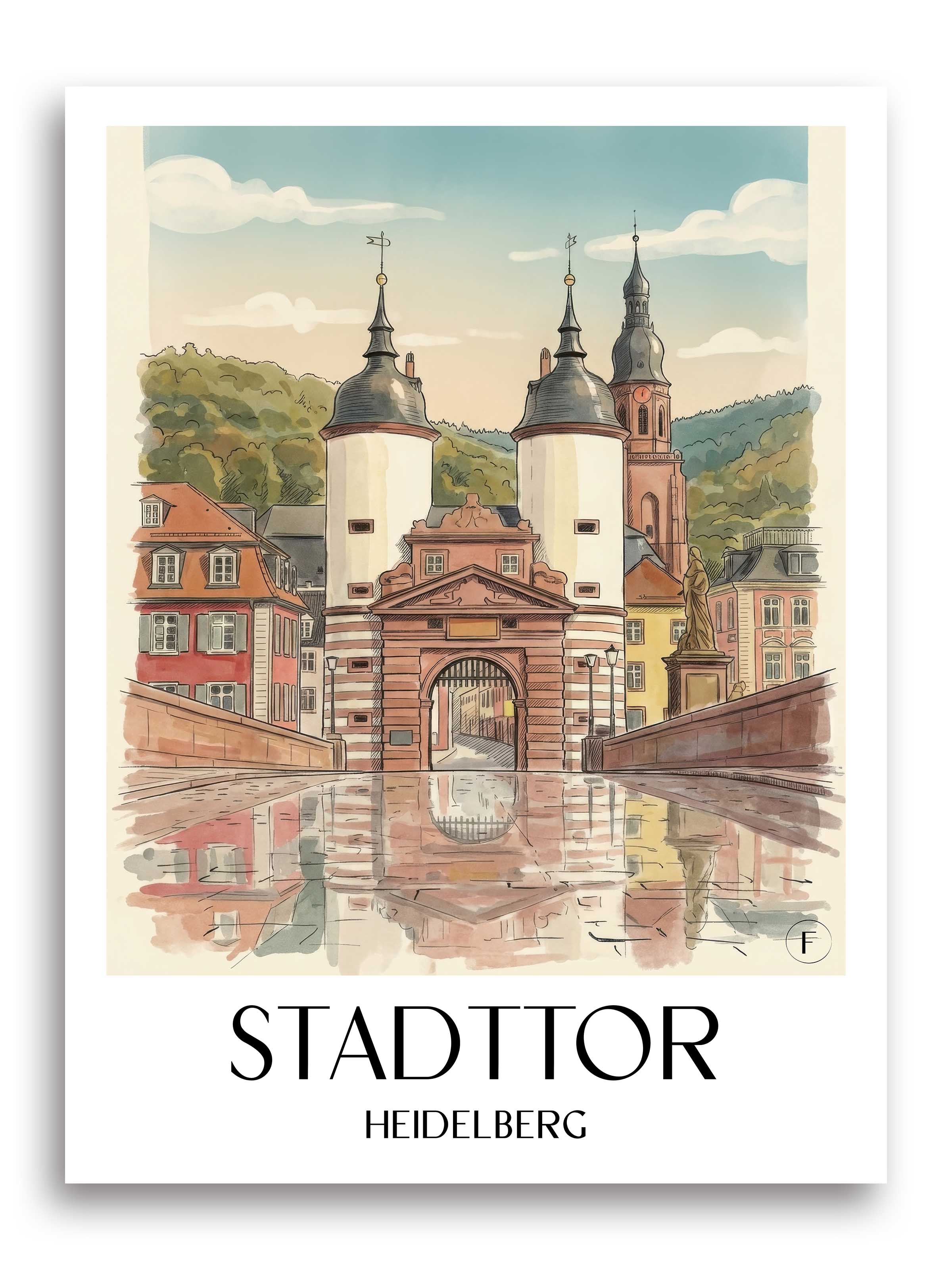 stadttor-heidelberg-deutschland-poster-aquarell