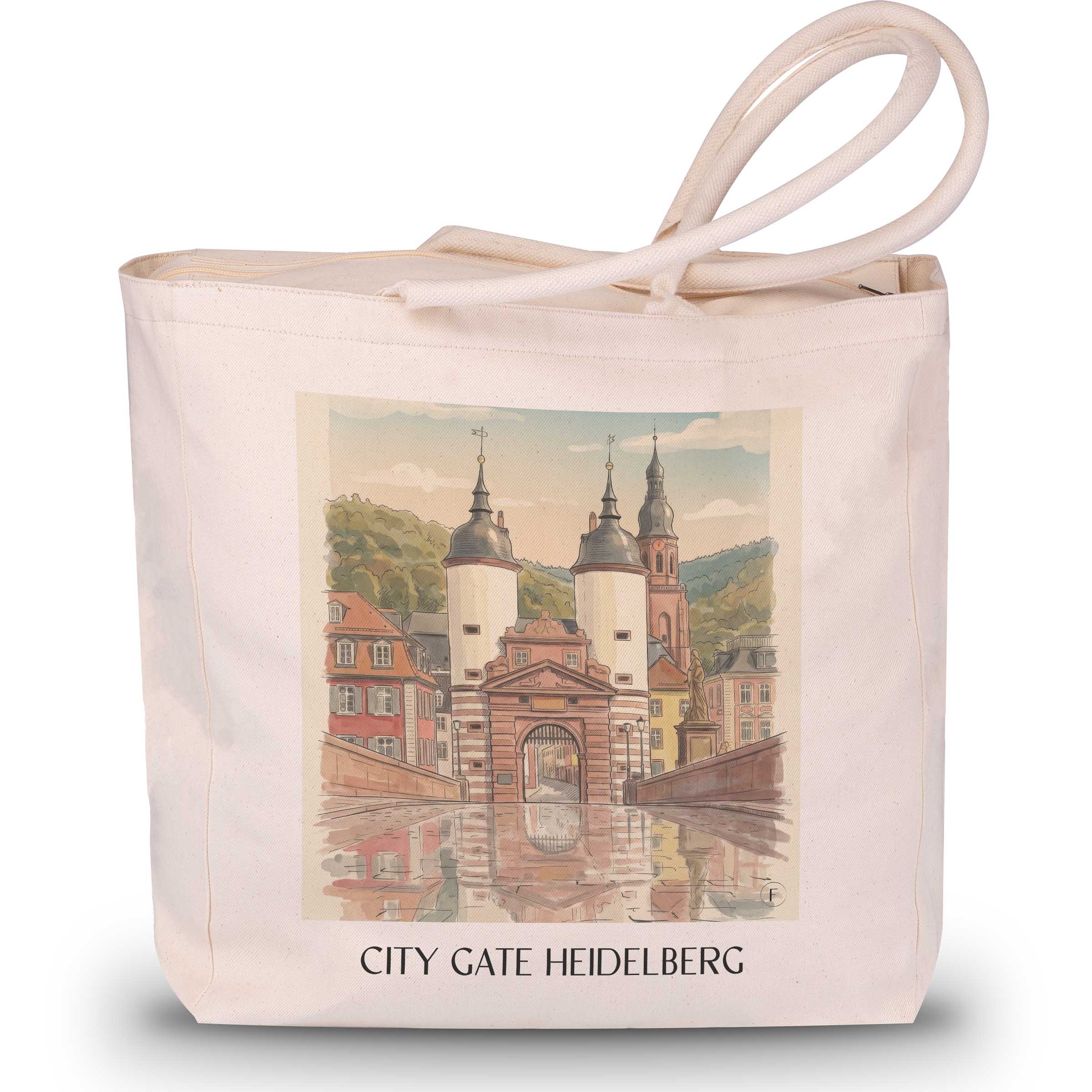 Stadttor Shopping Tasche - Heidelberg - Deutschland Tote Bag - Einkaufstasche im Aquarell Stil - favplace