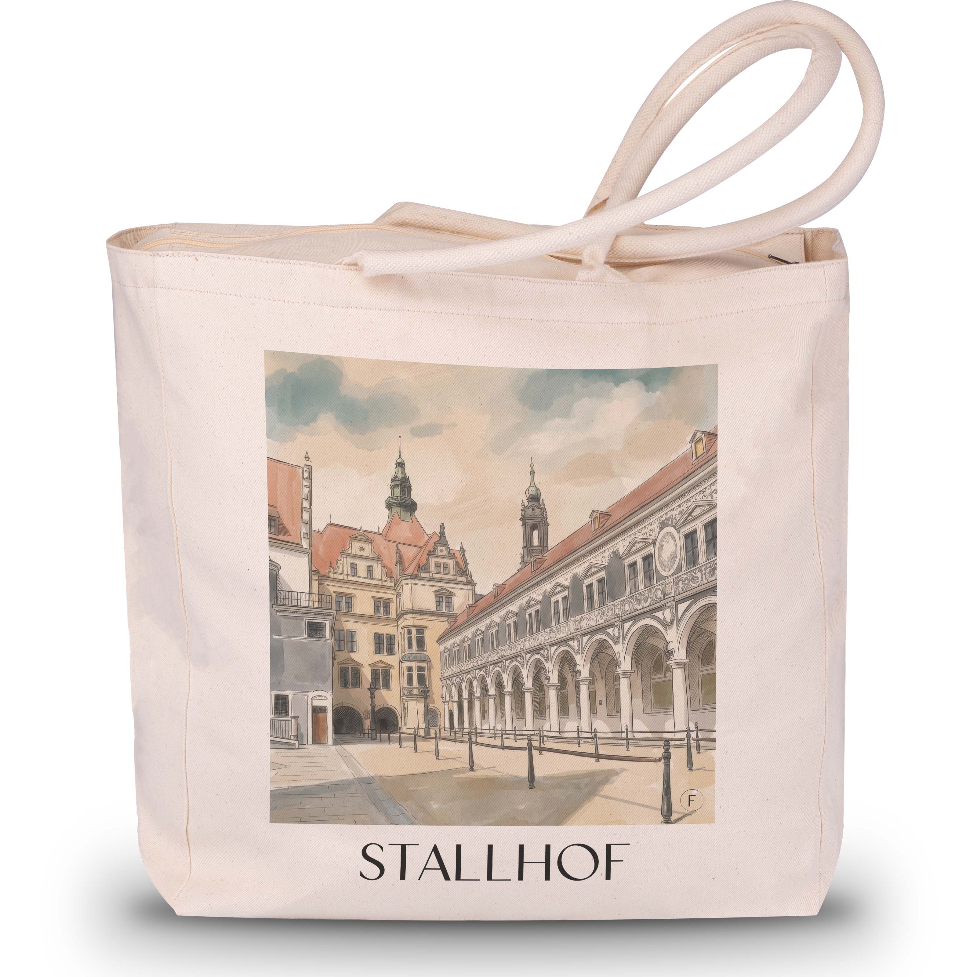 Stallhof Shopping Tasche - Dresden - Deutschland Tote Bag - Einkaufstasche im Aquarell Stil - favplace