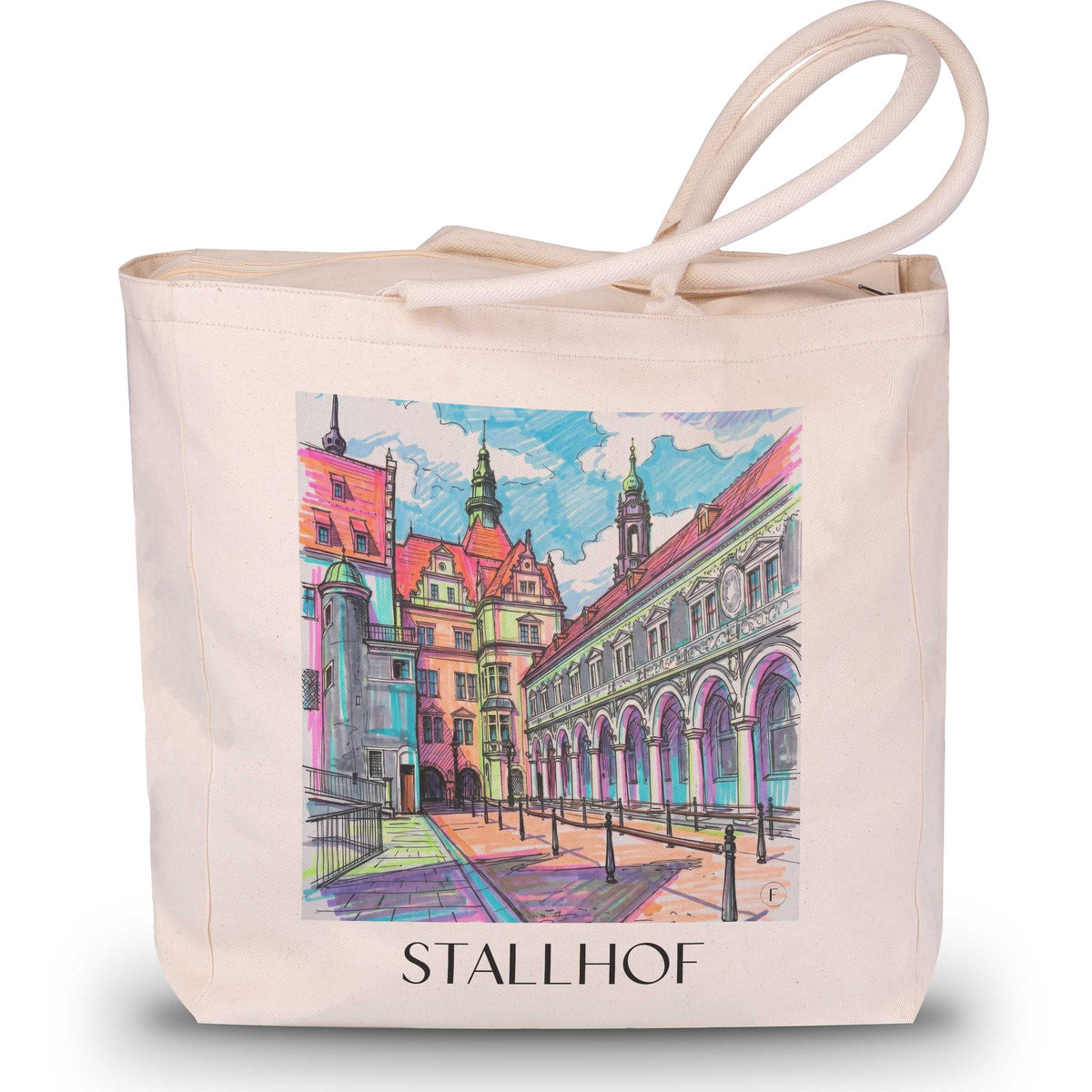Stallhof Shopping Tasche - Dresden - Deutschland Tote Bag - Einkaufstasche im Tag Graffiti Stil - favplace