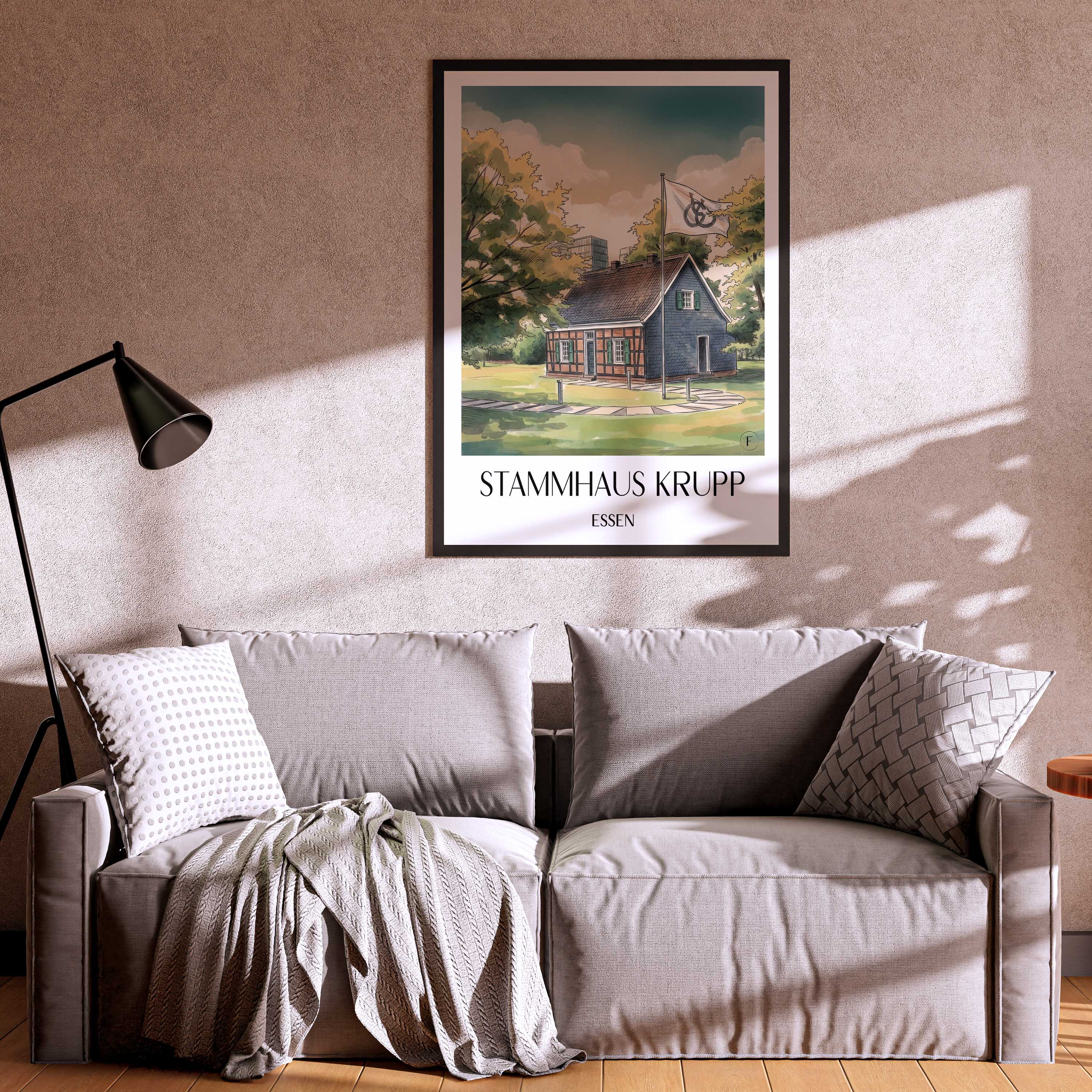 stammhaus-krupp-essen-deutschland-poster-aquarell