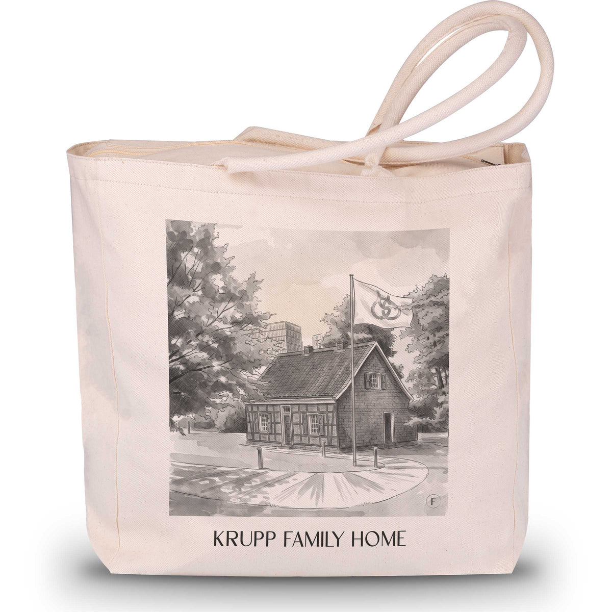 Stammhaus Krupp Shopping Tasche - Essen - Deutschland Tote Bag - Einkaufstasche im Aquarell Schwarz-Weiß Stil - favplace