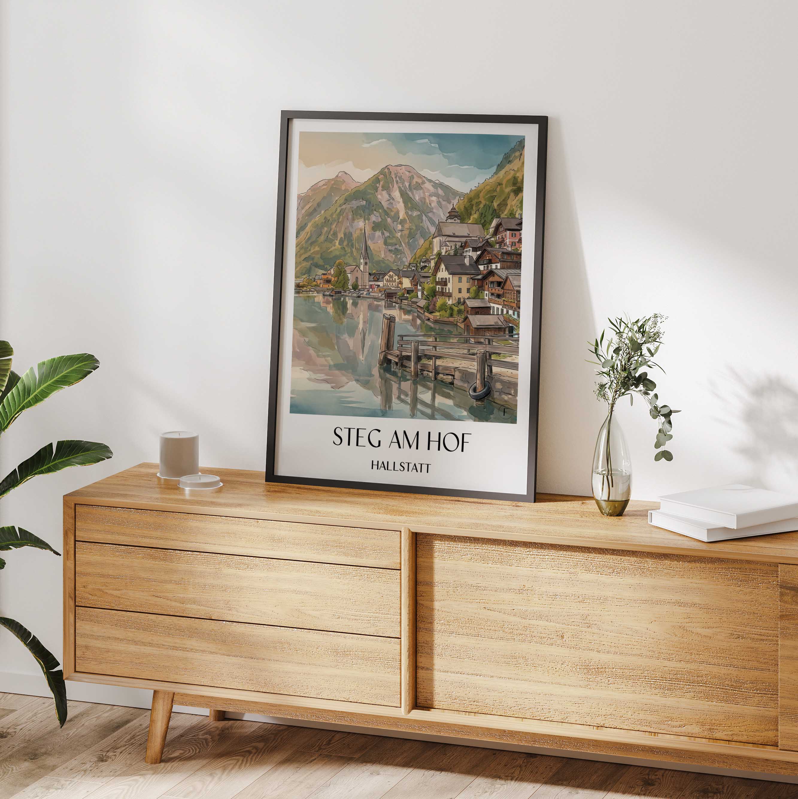 steg-am-hof-hallstatt-österreich-poster-aquarell