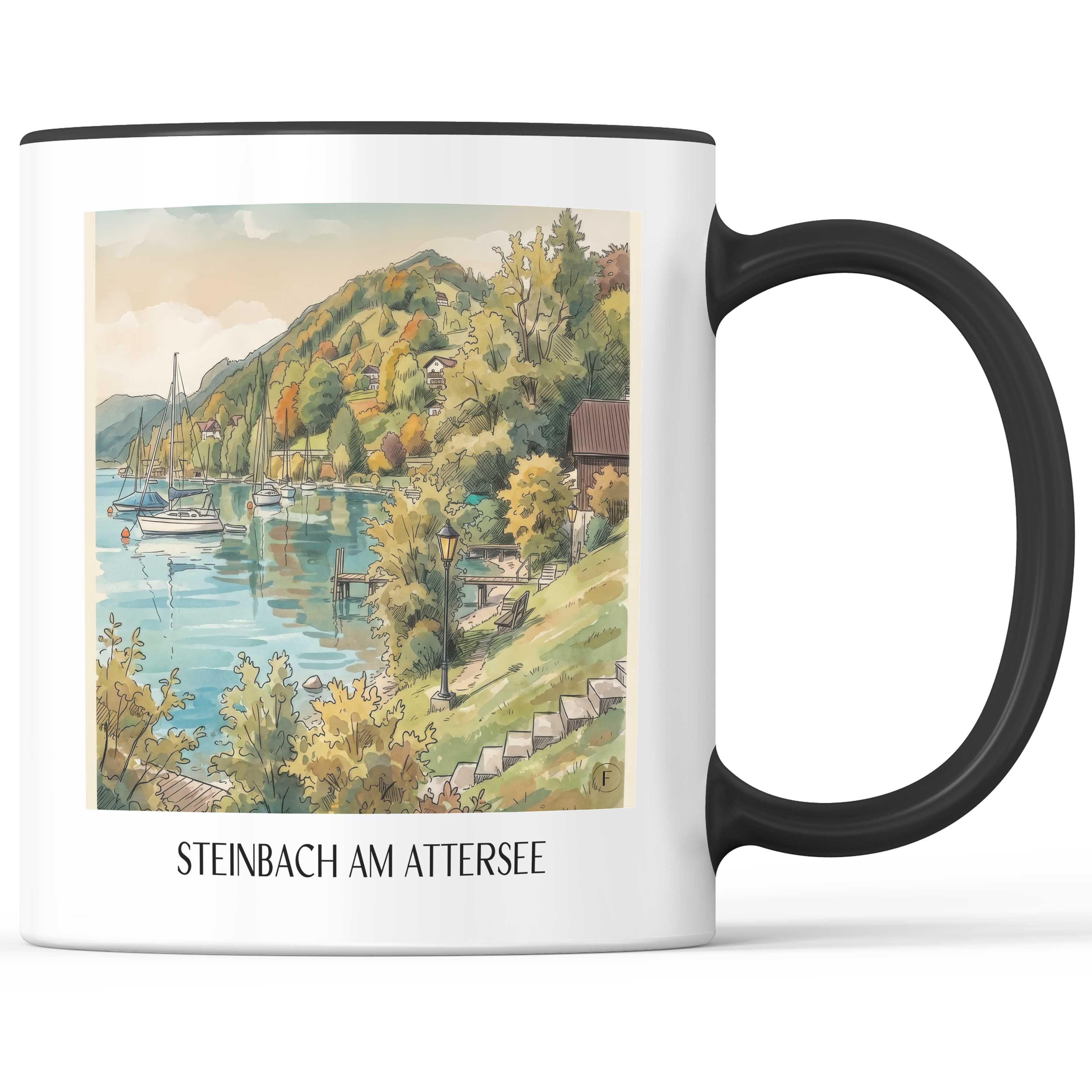 Steinbach am Attersee Kaffeebecher - Österreich - Österreich Becher - Kaffeetasse im Aquarell Stil - favplace