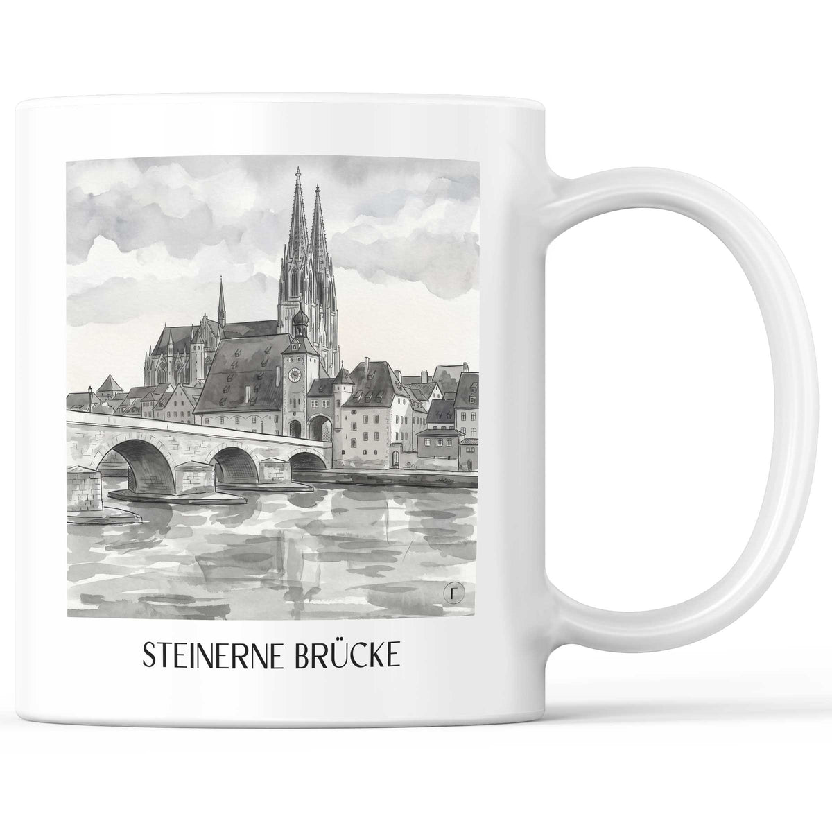 steinerne-brücke-regensburg-deutschland-kaffeebecher-aquarell-schwarz-weiss