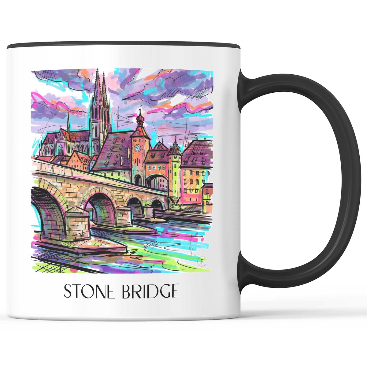 Steinerne Brücke Kaffeebecher - Regensburg - Deutschland Becher - Kaffeetasse im Tag Graffiti Stil - favplace
