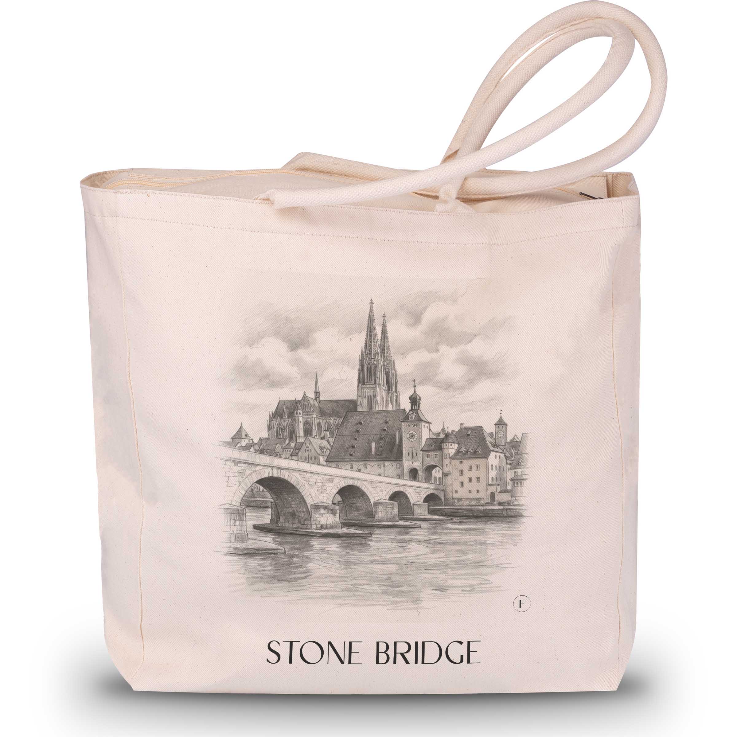 Steinerne Brücke Shopping Tasche - Regensburg - Deutschland Tote Bag - Einkaufstasche im Zeichnung Stil - favplace