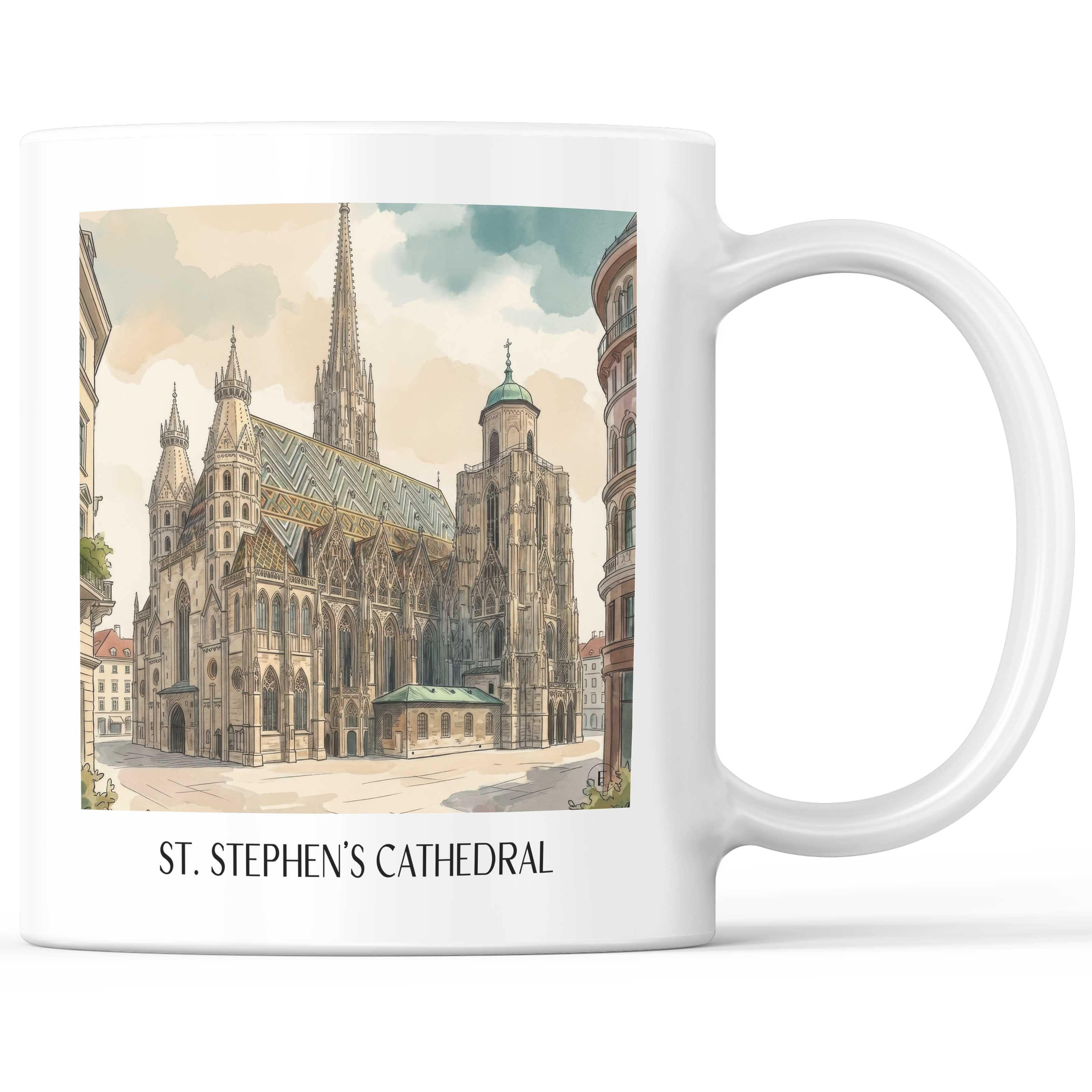 Stephansdom Kaffeebecher - Wien - Österreich Becher - Kaffeetasse im Aquarell Stil - favplace