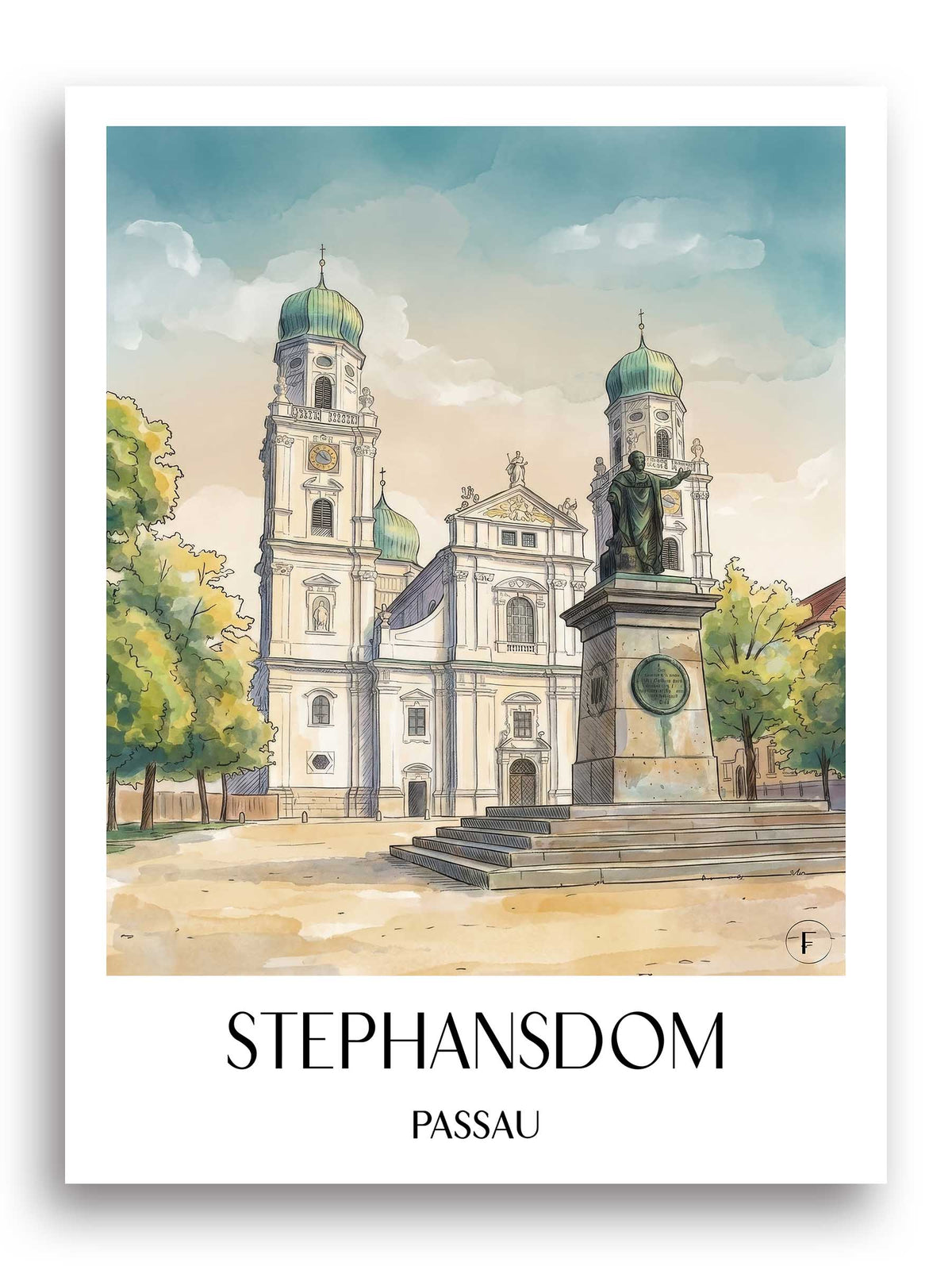 stephansdom-passau-deutschland-poster-aquarell