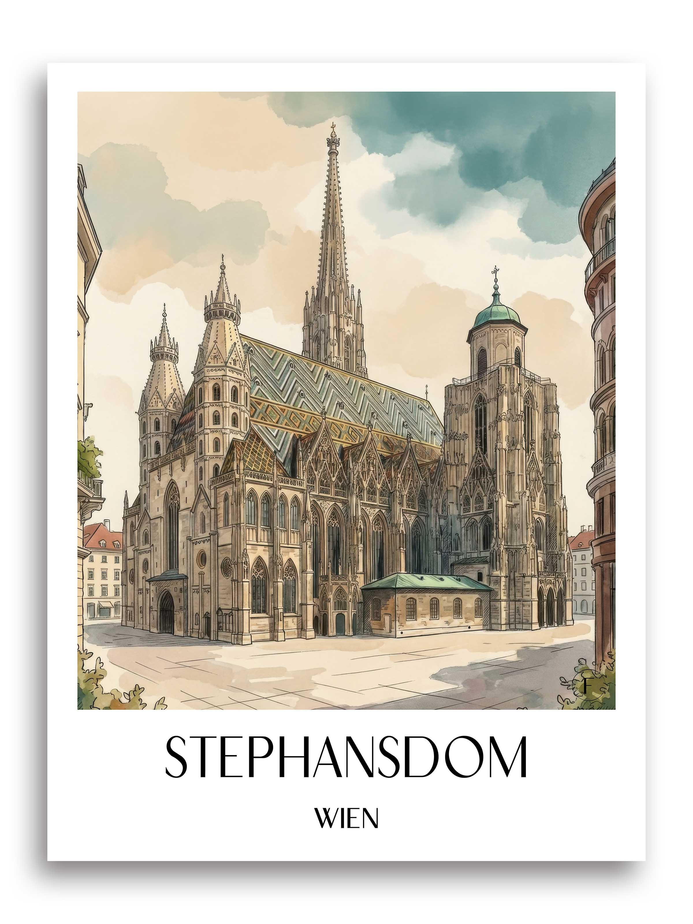 stephansdom-wien-österreich-poster-aquarell