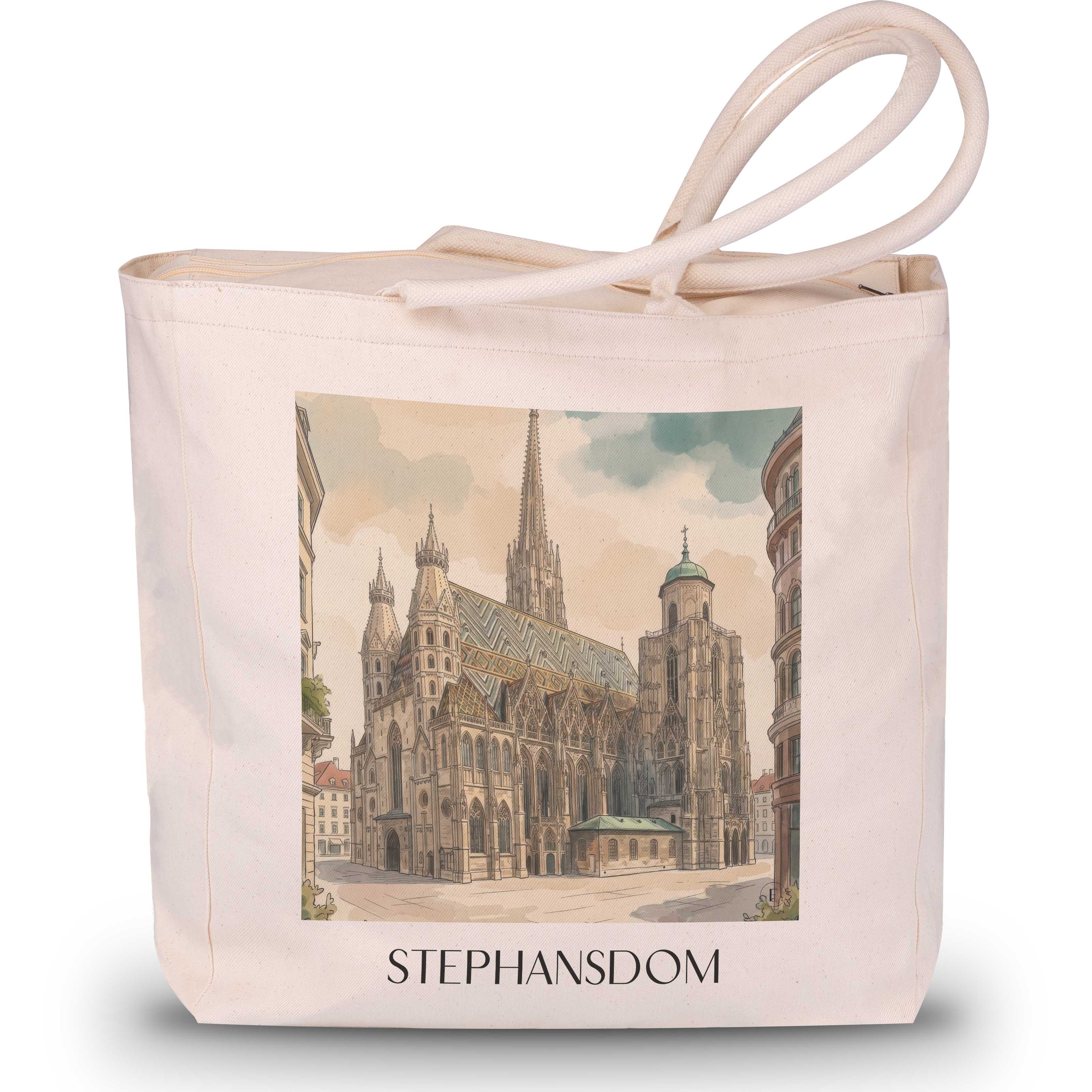stephansdom-wien-österreich-einkaufstasche-aquarell