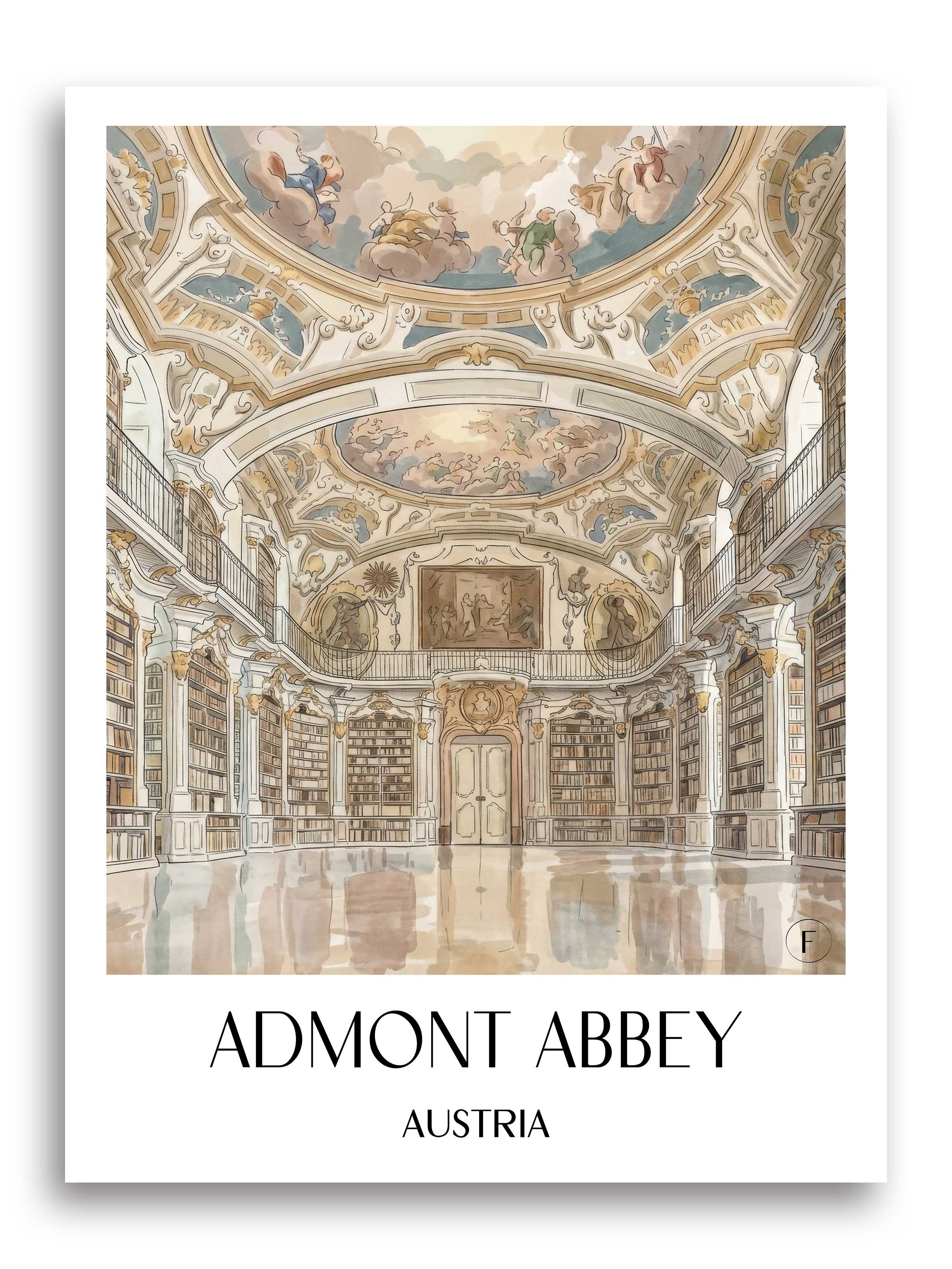 Stift Admont Poster - Steiermark - Österreich Kunstdruck - Aquarell von A4 bis A1 - favplace