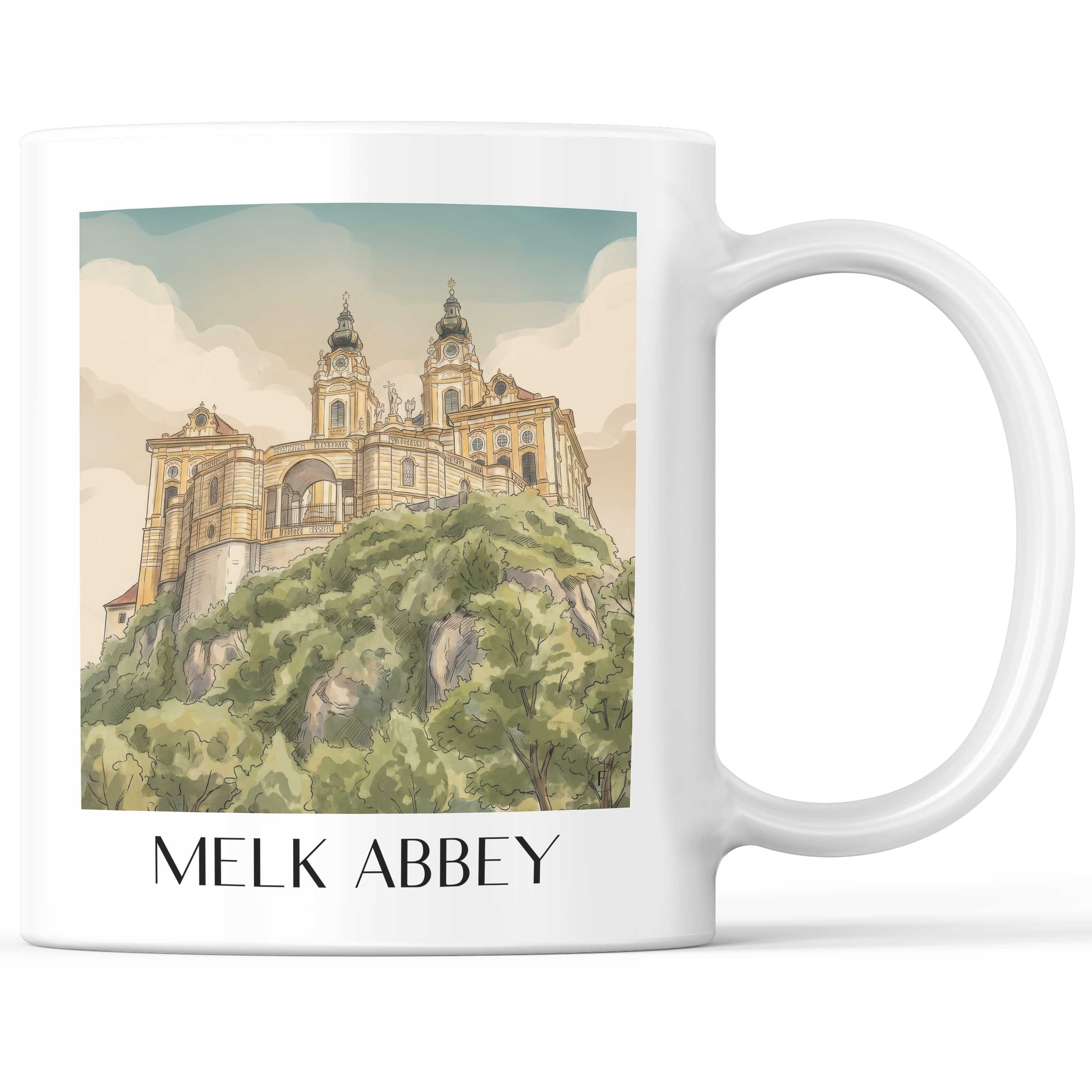 Stift Melk Kaffeebecher - Österreich - Österreich Becher - Kaffeetasse im Aquarell Stil - favplace