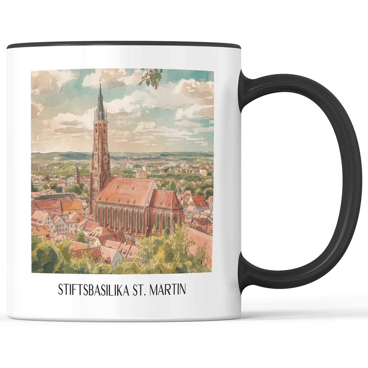 stiftsbasilika-st.-martin-landshut-deutschland-kaffeebecher-aquarell