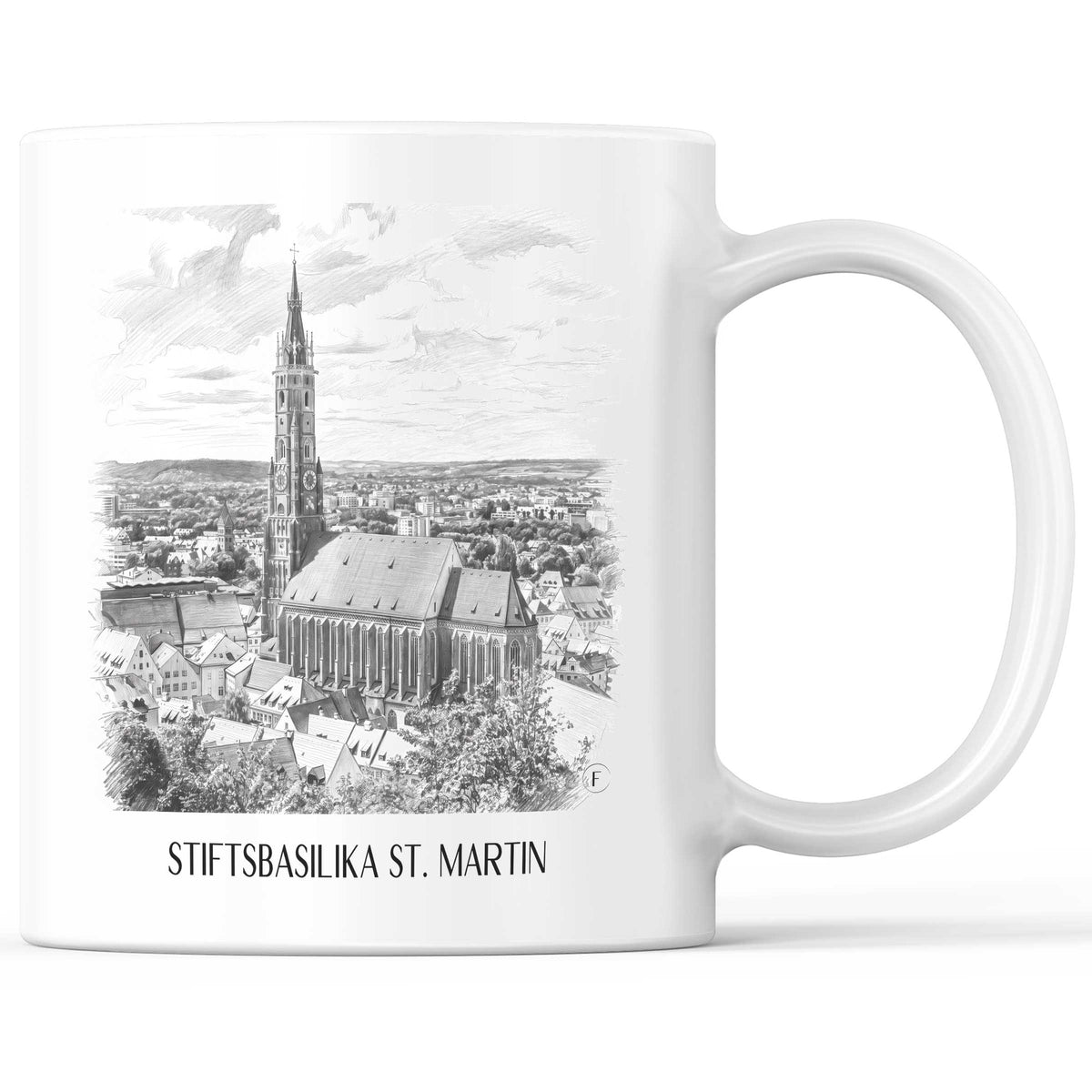 Stiftsbasilika St. Martin Kaffeebecher - Landshut - Deutschland Becher - Kaffeetasse im Zeichnung Stil