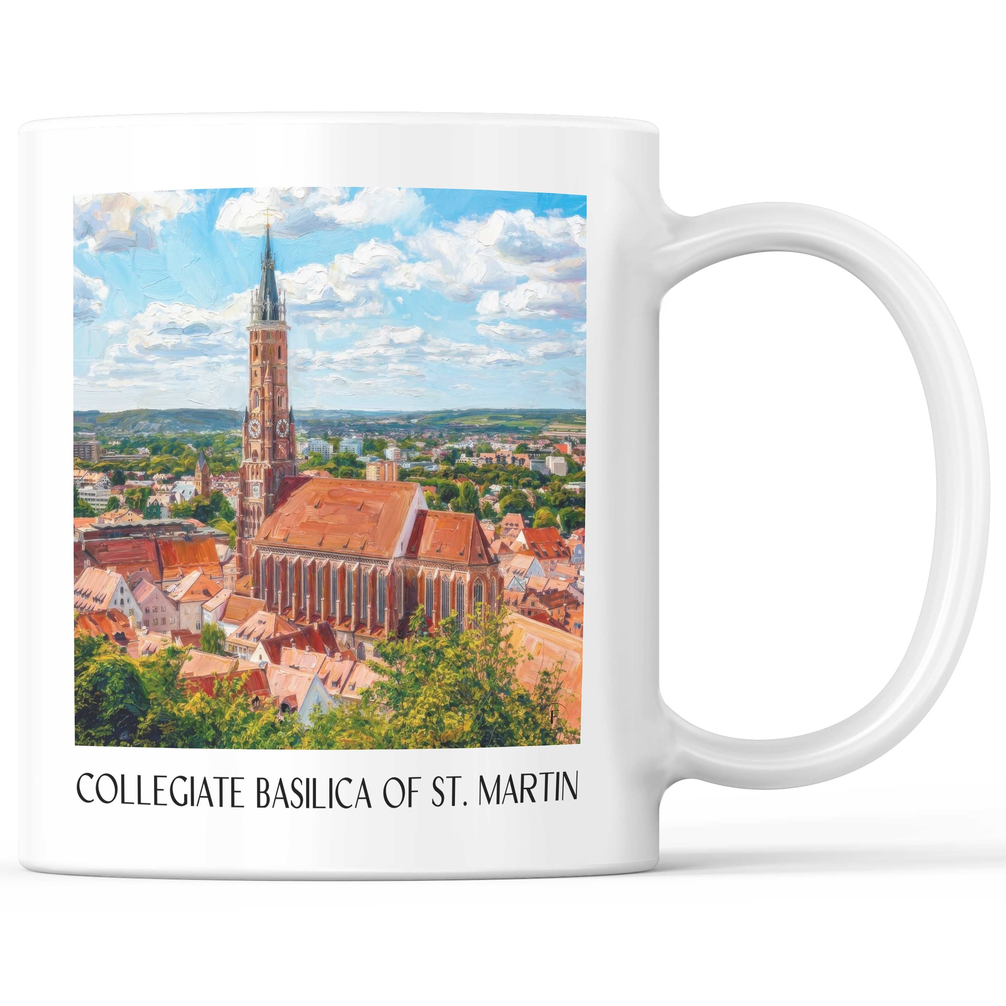 Stiftsbasilika St. Martin Kaffeebecher - Landshut - Deutschland Becher - Kaffeetasse im Ölgemälde Stil - favplace