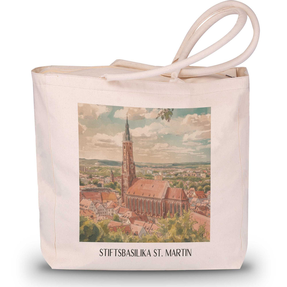 stiftsbasilika-st.-martin-landshut-deutschland-einkaufstasche-aquarell