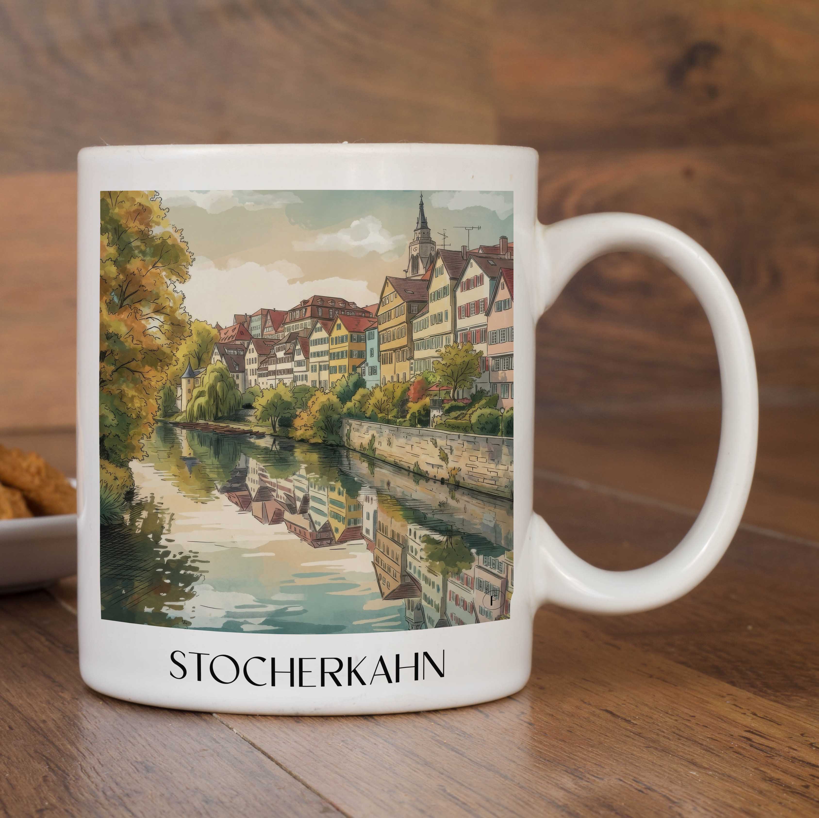 stocherkahn-tübingen-deutschland-kaffeebecher-aquarell